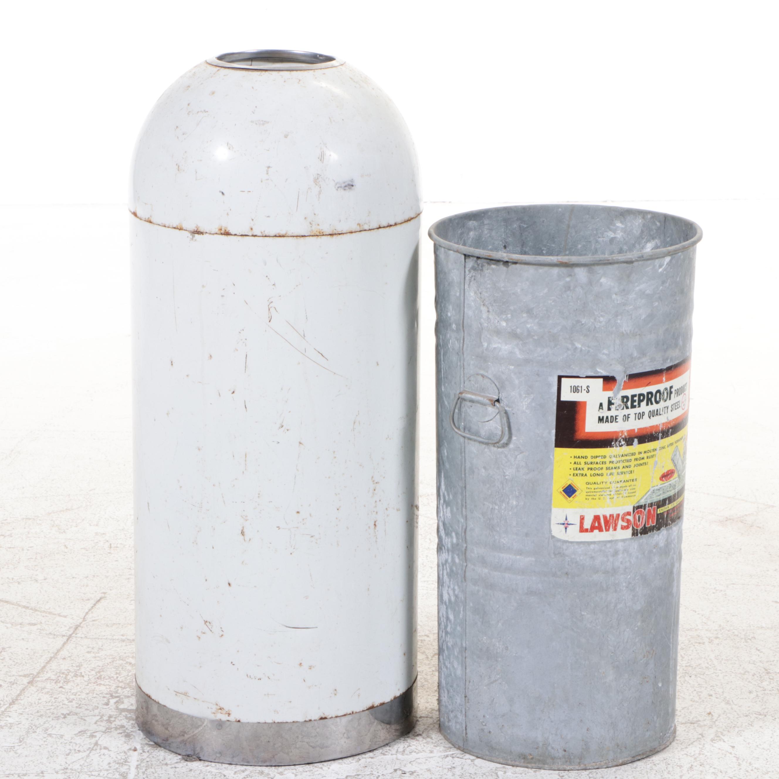 Mid Century Modern Powder-Coated and Brushed Steel Trash Can with Lawson Liner
