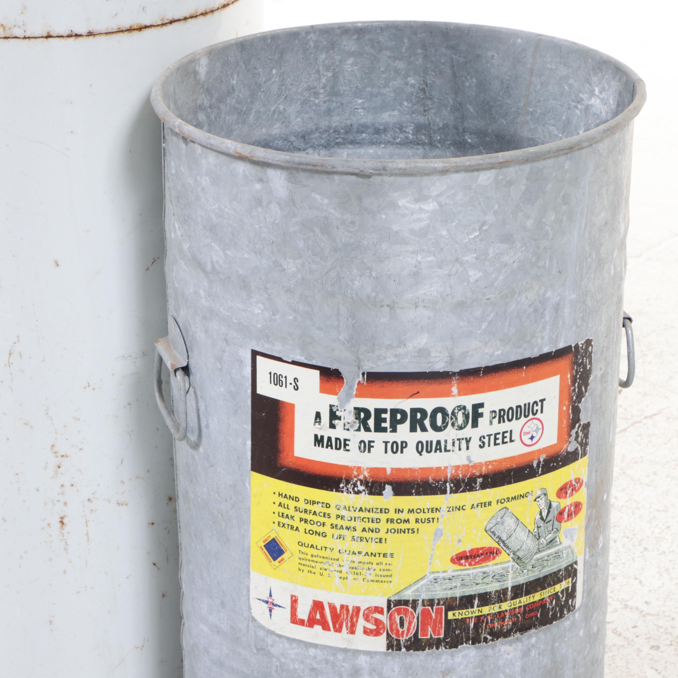 Mid Century Modern Powder-Coated and Brushed Steel Trash Can with Lawson Liner