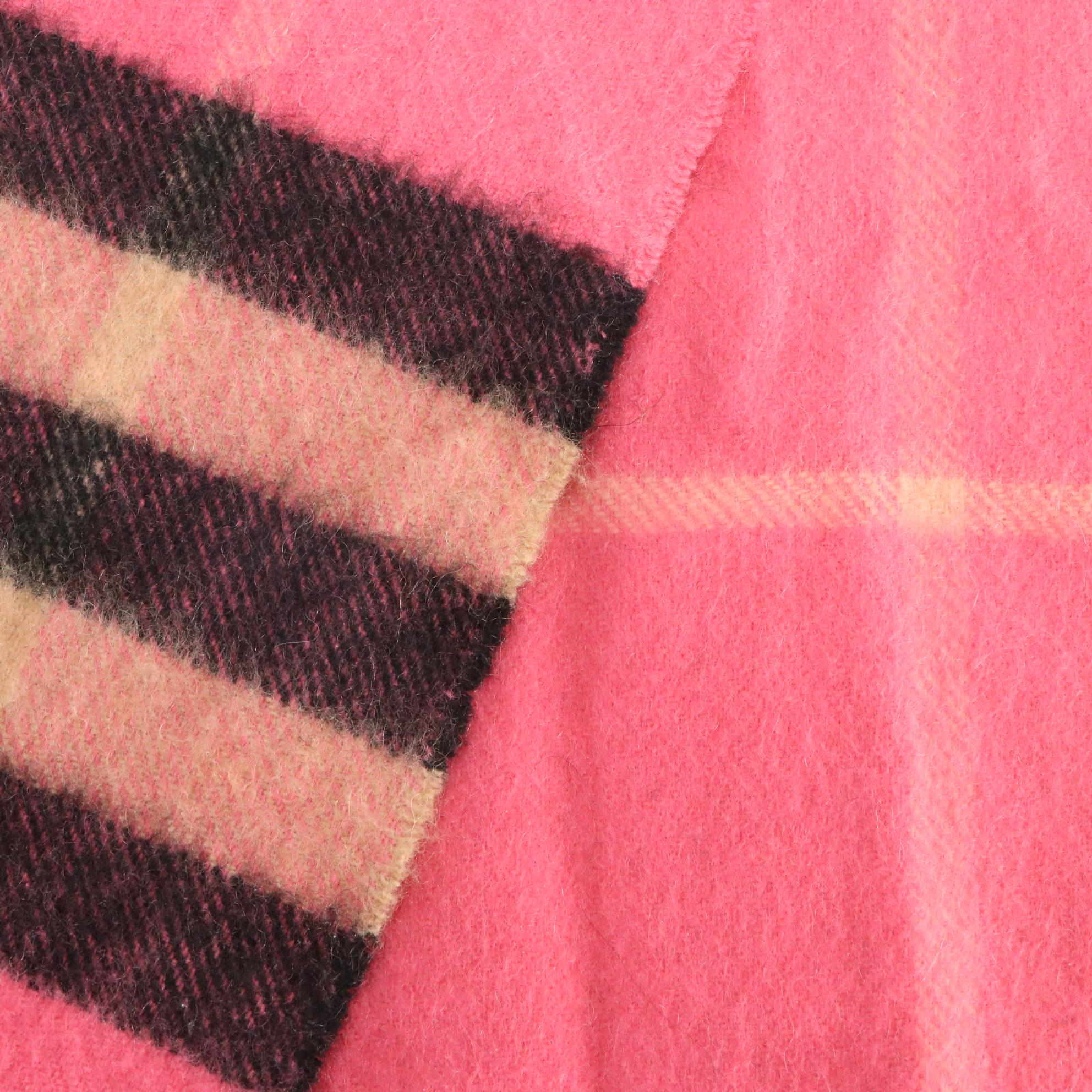 Burberry Pink Plaid Cashmere Fringe Scarf