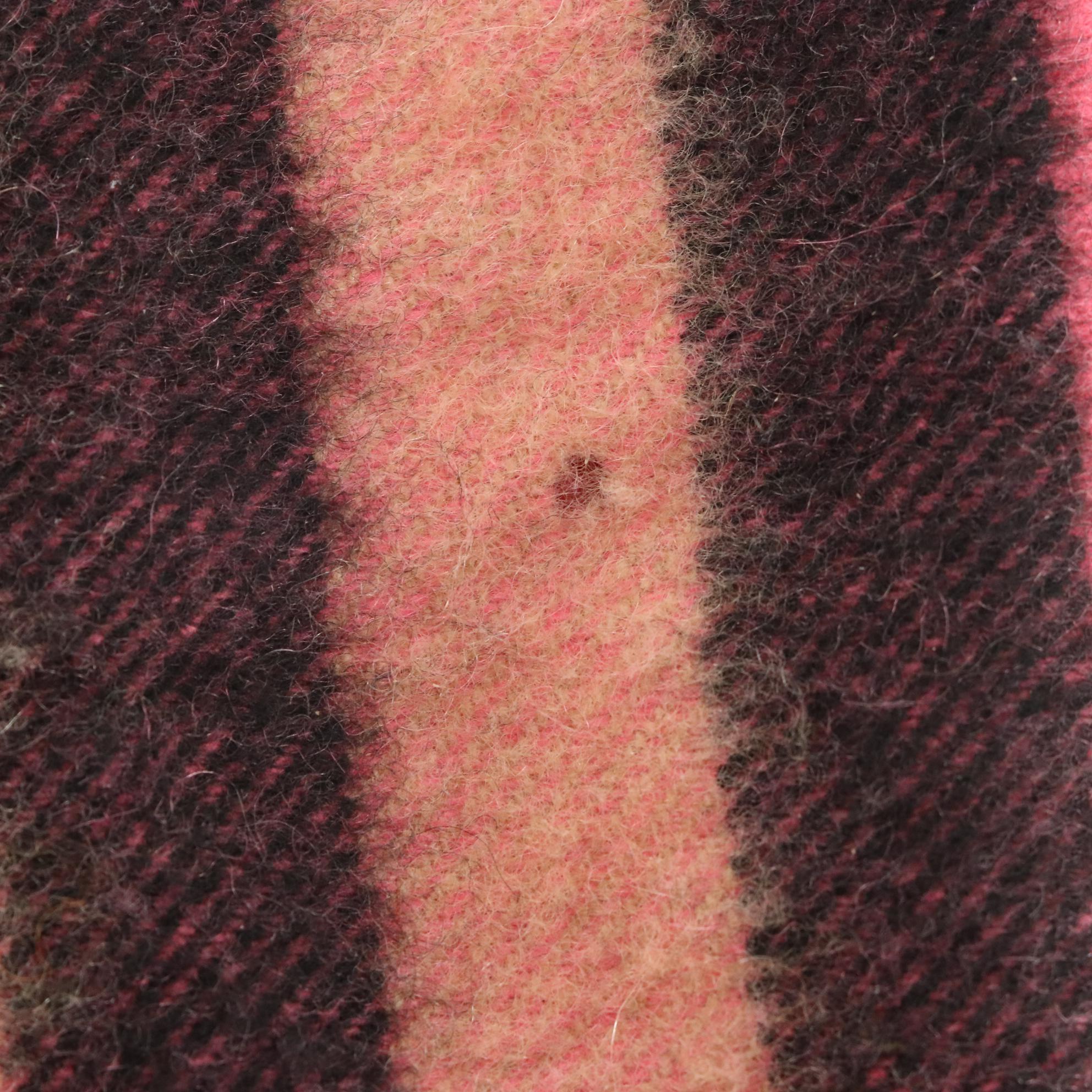 Burberry Pink Plaid Cashmere Fringe Scarf