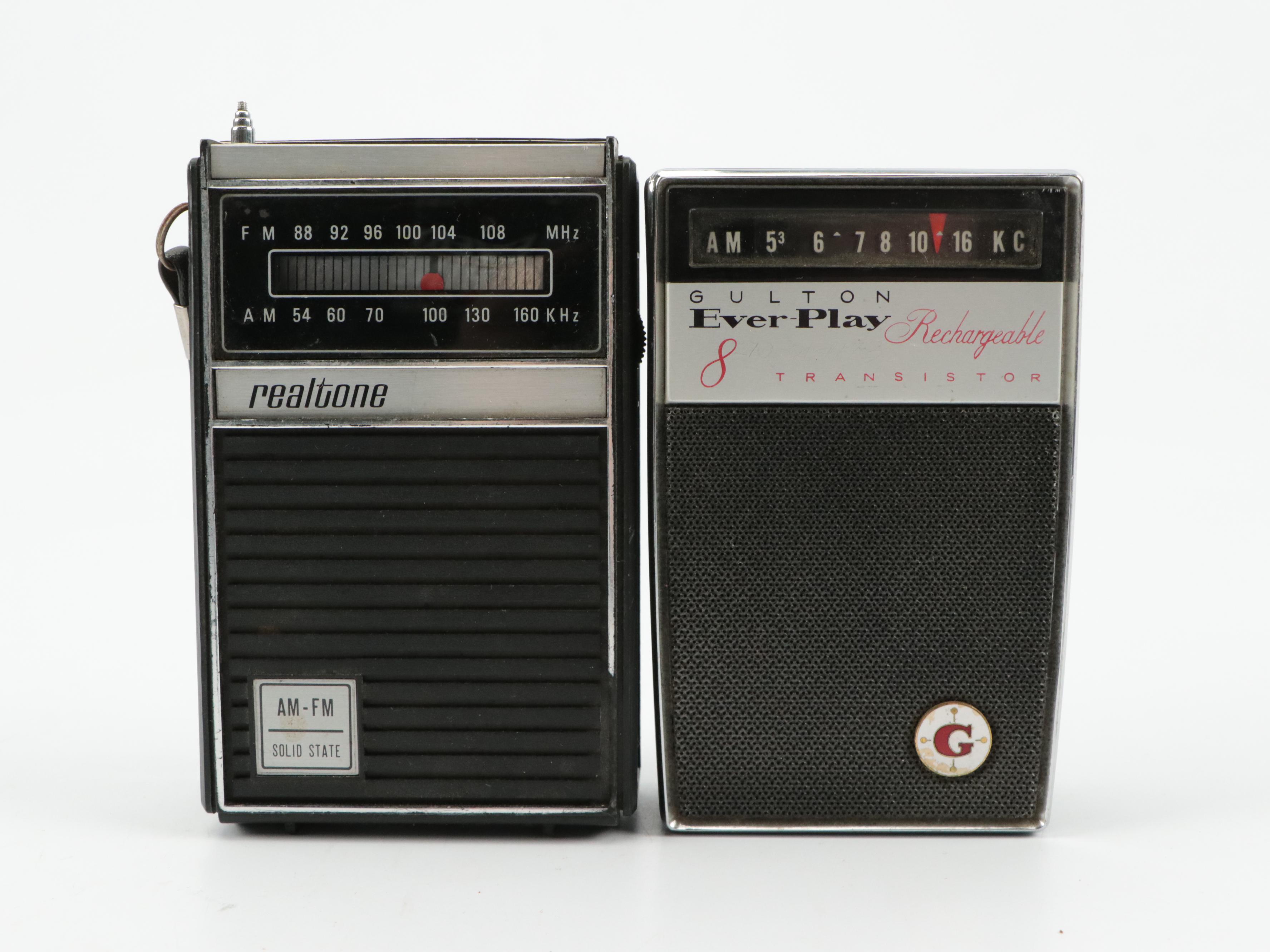 Realtone "Model 2208B" Radio with Other Transistor Radios, Late 20th Century