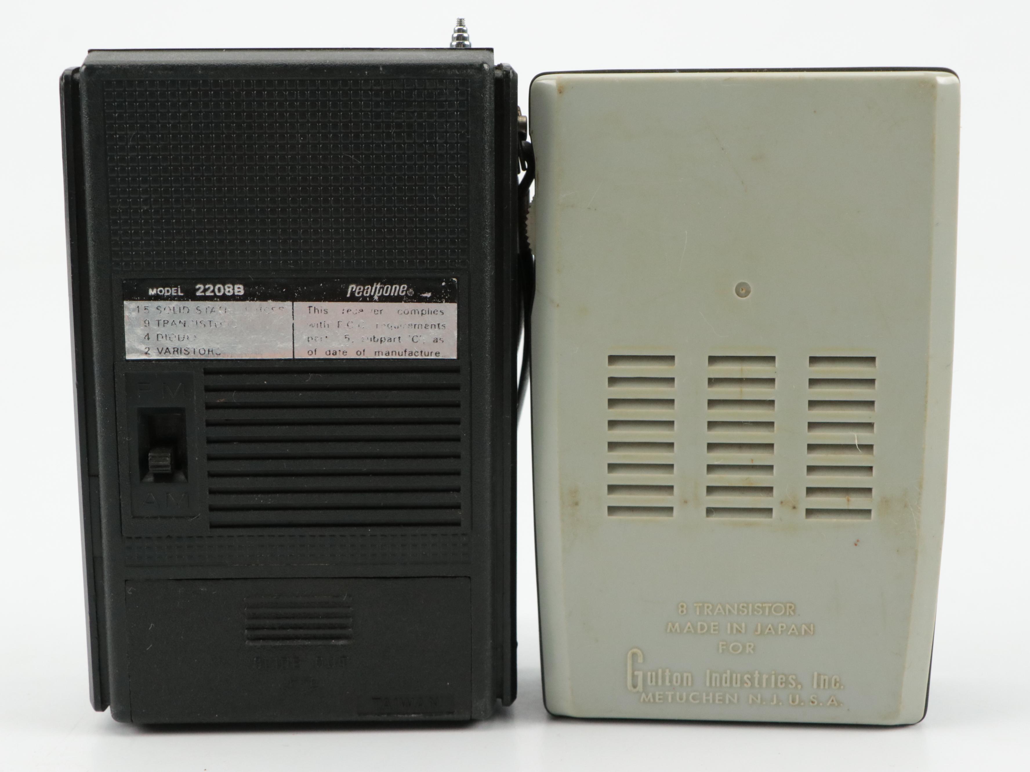 Realtone "Model 2208B" Radio with Other Transistor Radios, Late 20th Century