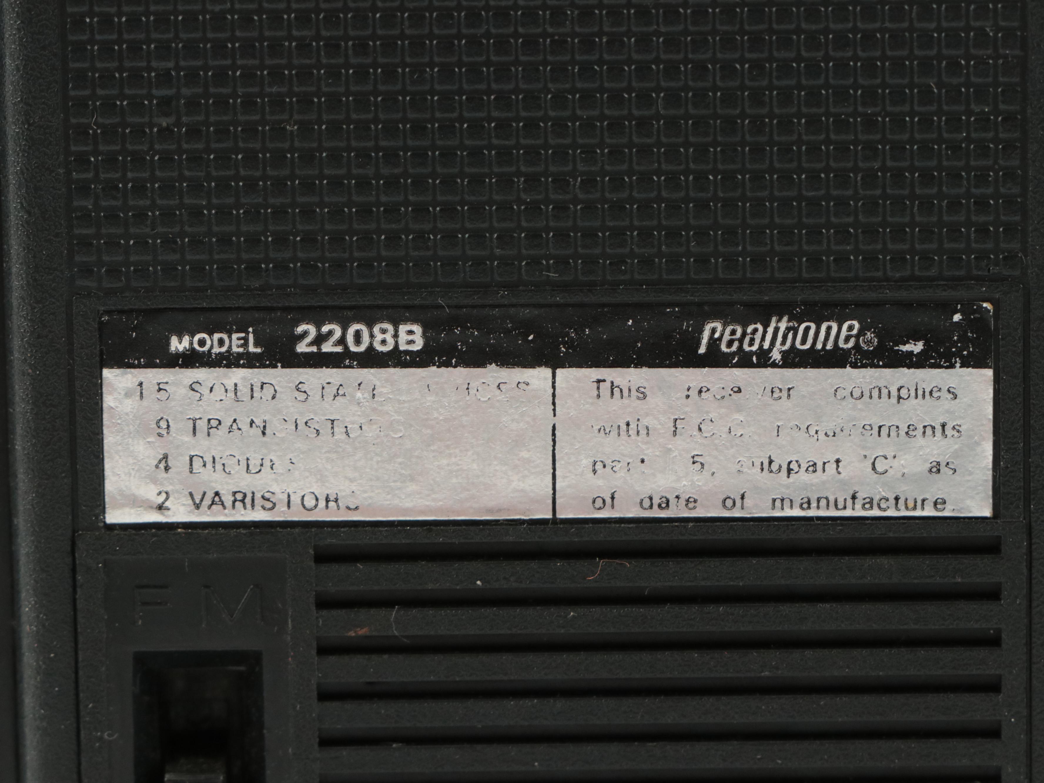 Realtone "Model 2208B" Radio with Other Transistor Radios, Late 20th Century