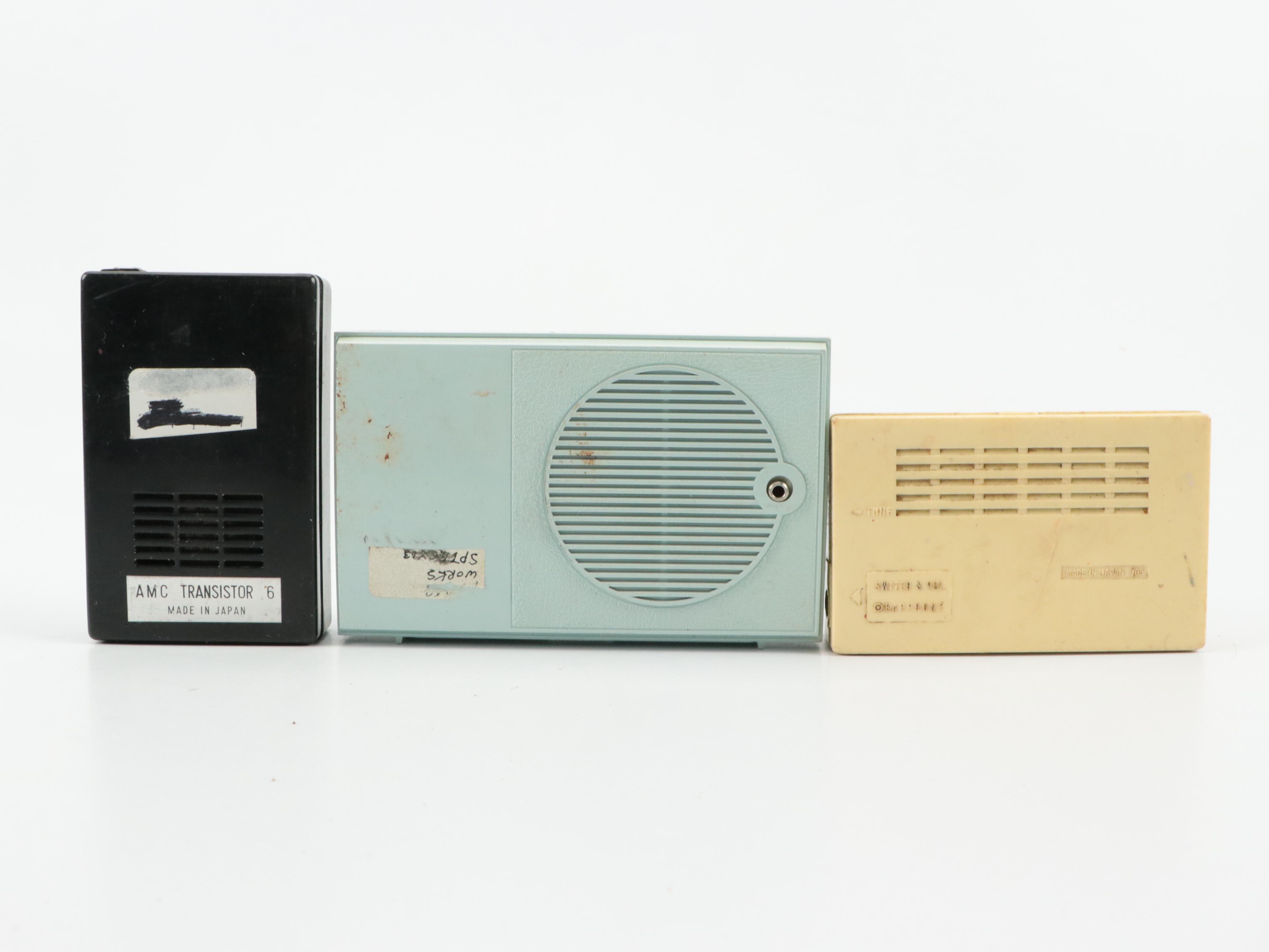 Realtone "Model 2208B" Radio with Other Transistor Radios, Late 20th Century