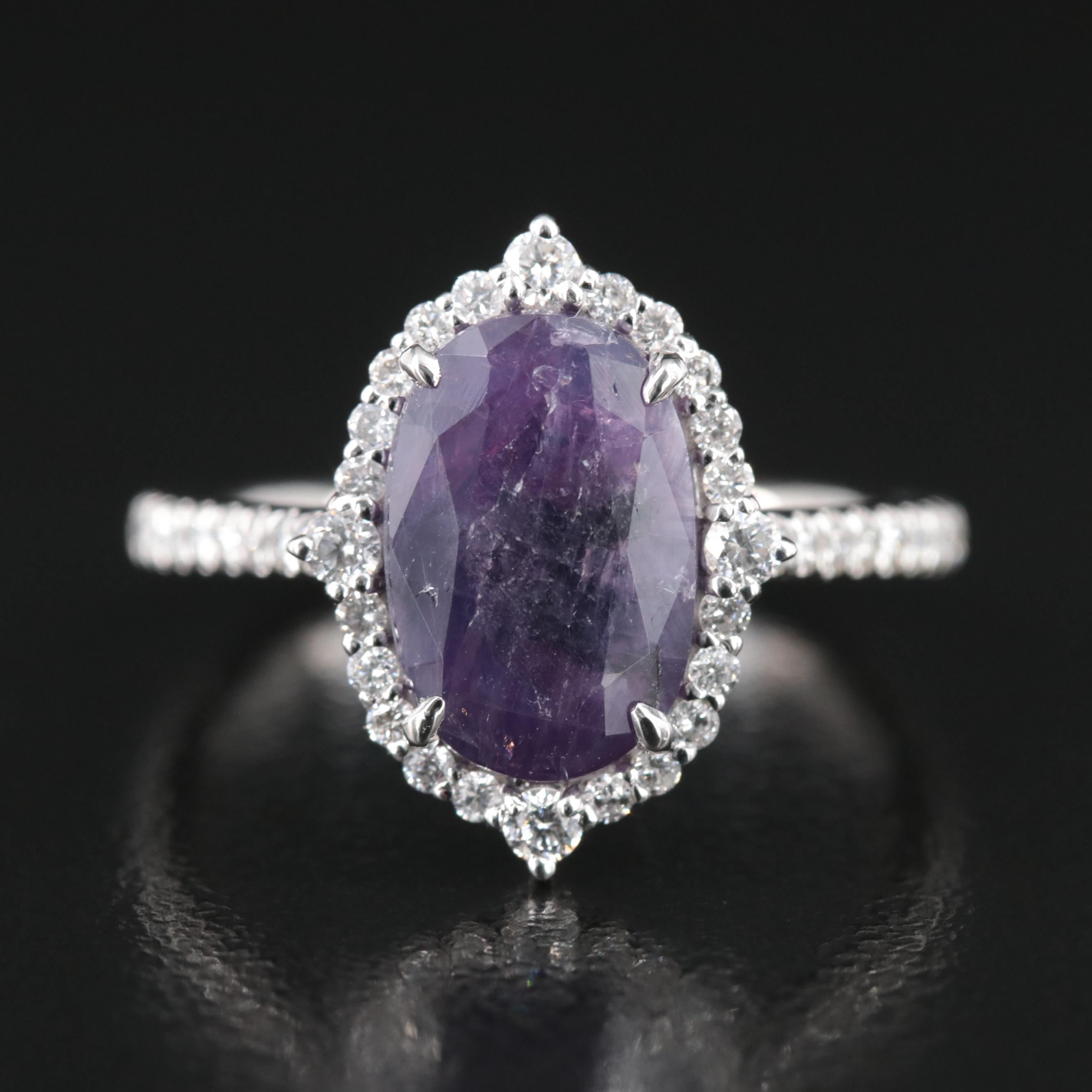 Platinum 3.83 CT Unheated Kashmir Sapphire and Diamond Ring with GIA Report