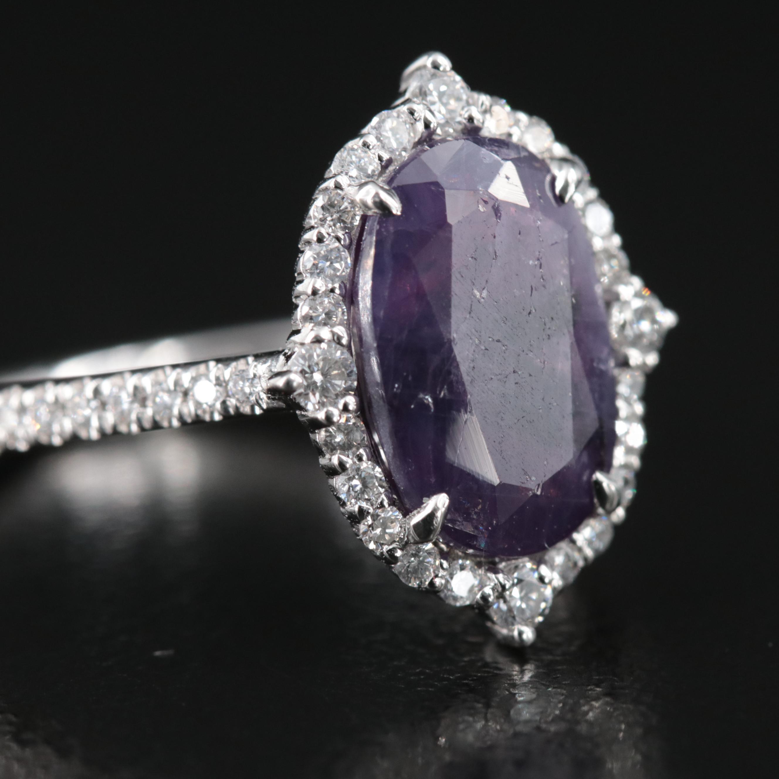 Platinum 3.83 CT Unheated Kashmir Sapphire and Diamond Ring with GIA Report