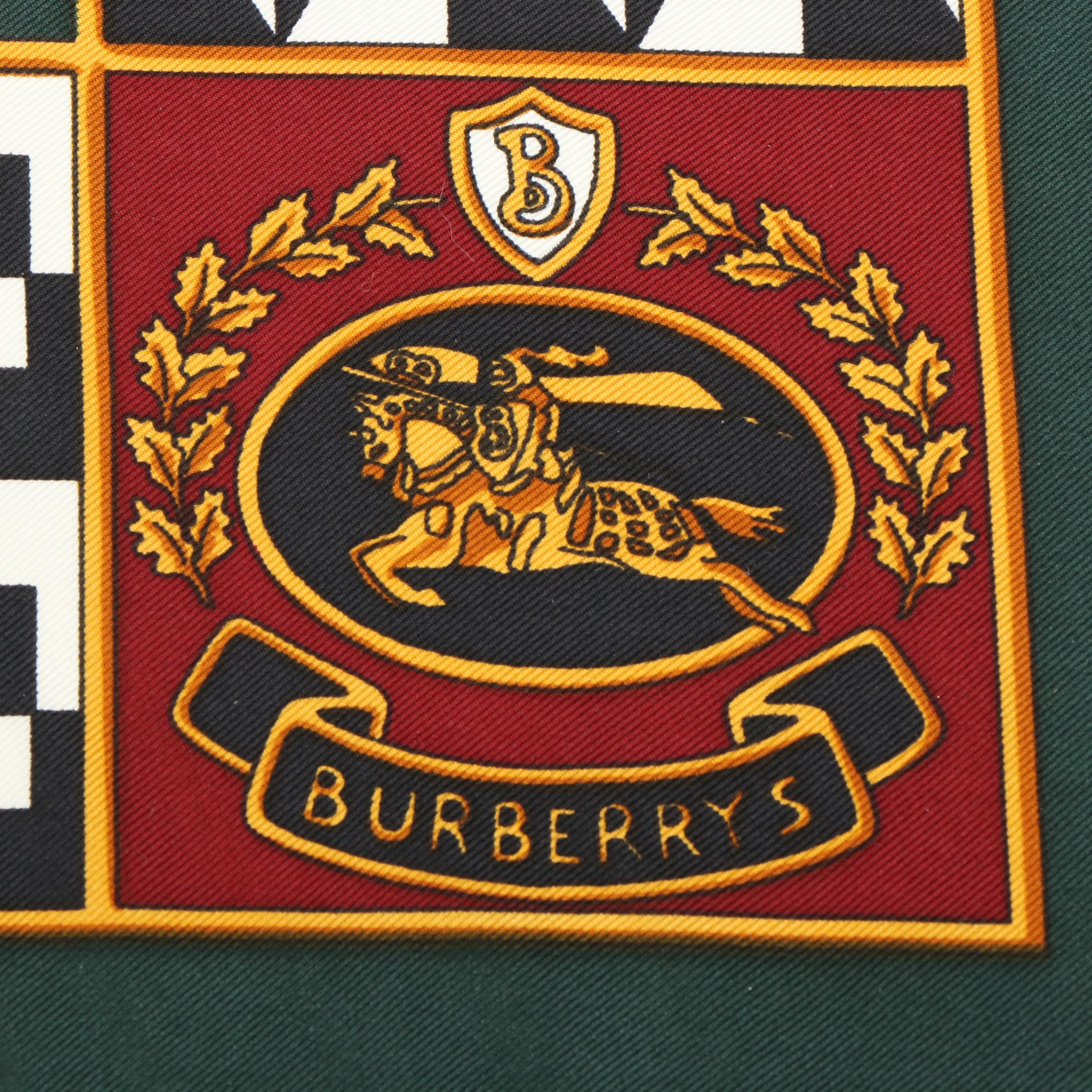 Burberry HorseFerry Motif Navy Blue Silk Scarf With Box