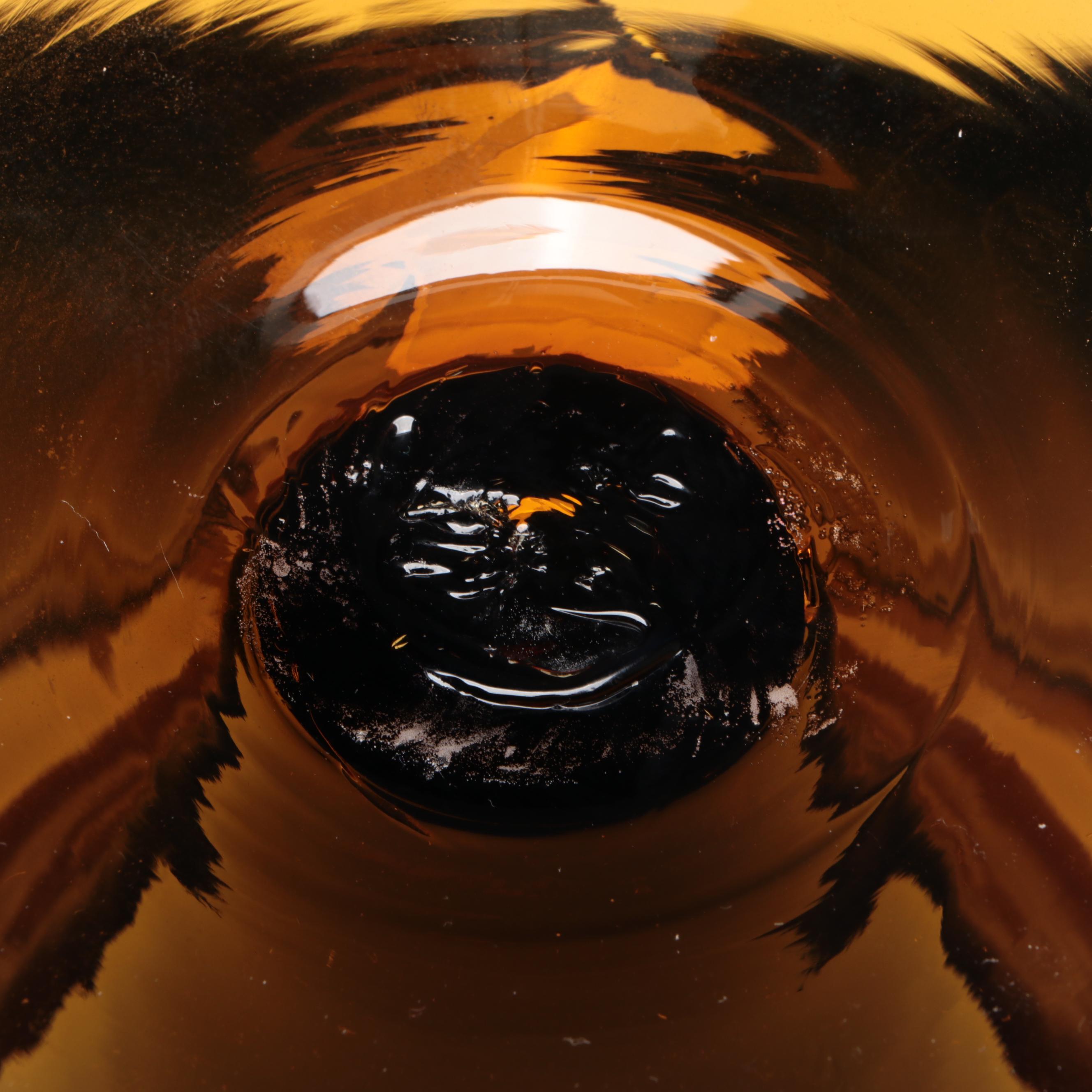 Blenko Handmade Amethyst and Orange Color Block Art Glass Compote