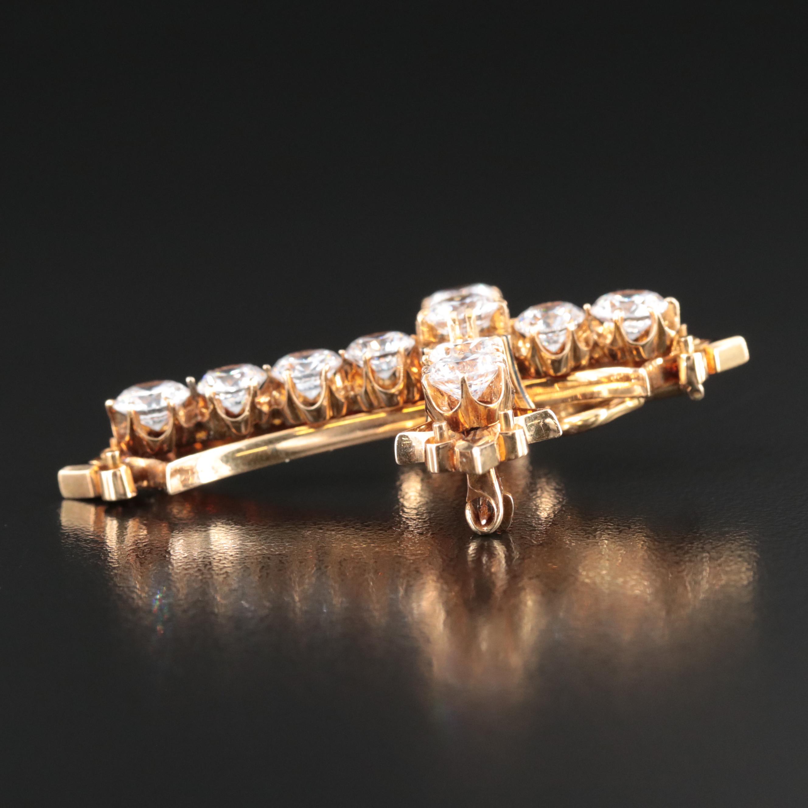 Antique 18K and Cubic Zironia and Enamel Cross Pin