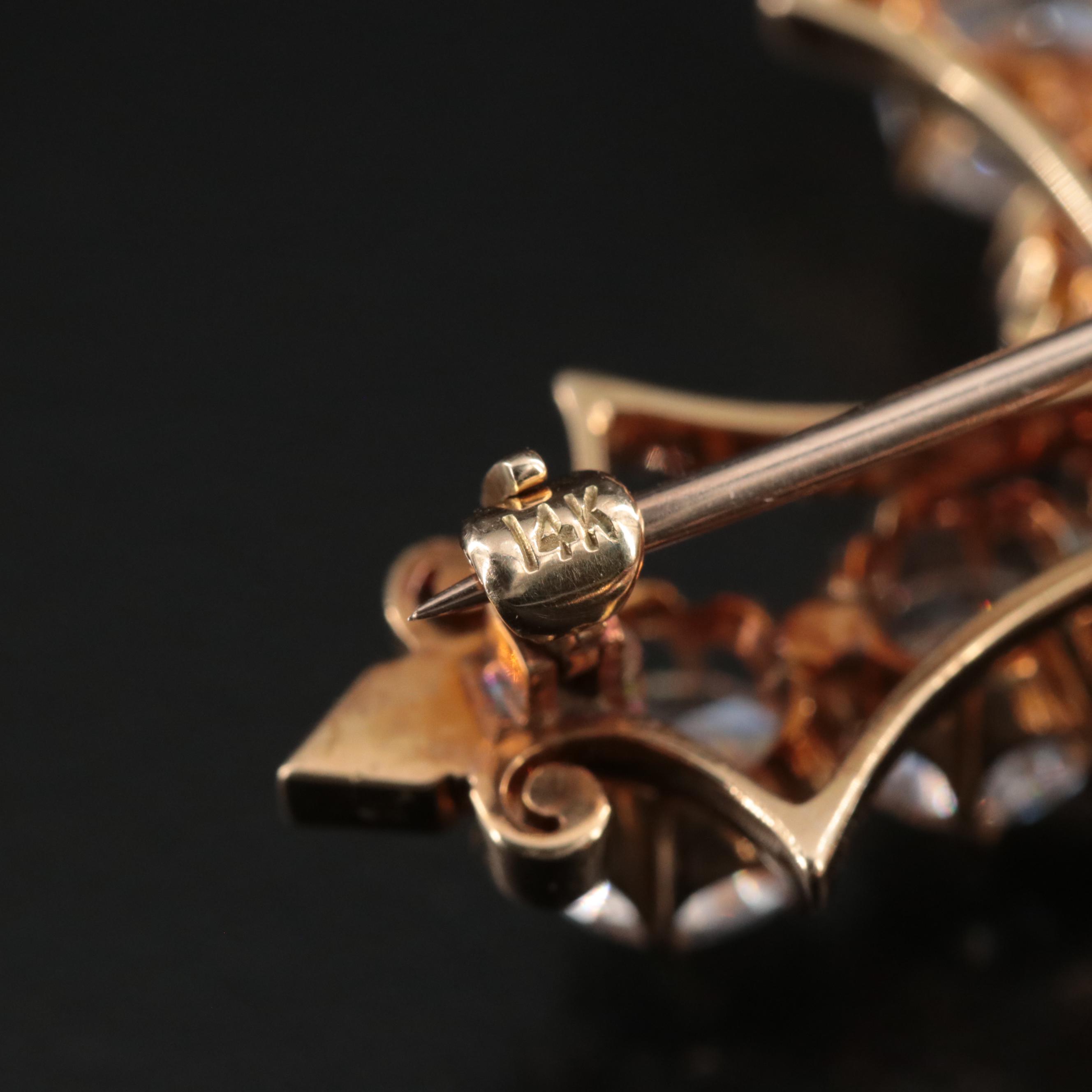 Antique 18K and Cubic Zironia and Enamel Cross Pin