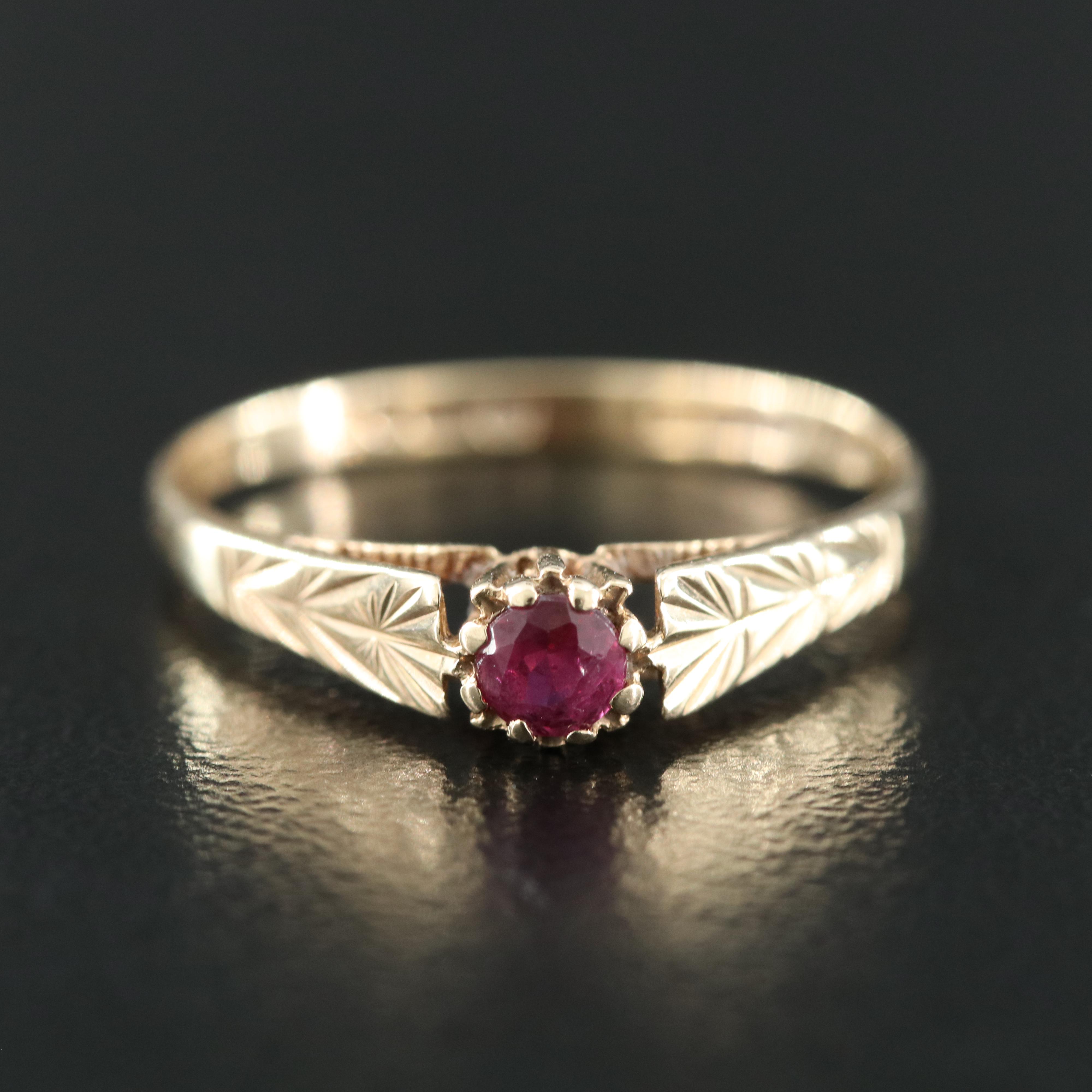 Vintage 9K Ruby Solitaire Ring