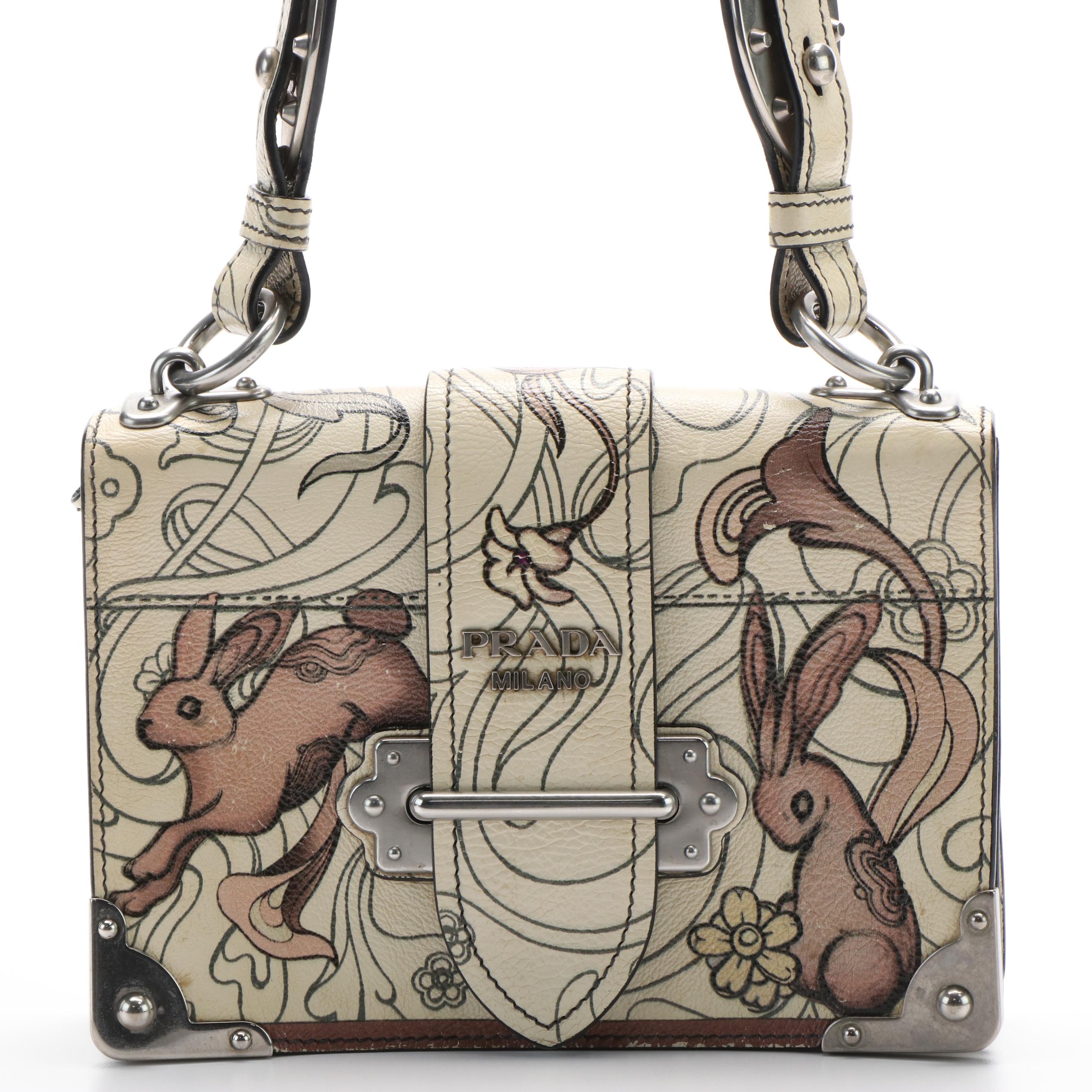 Prada Rabbit Print Cahier Crossbody Bag