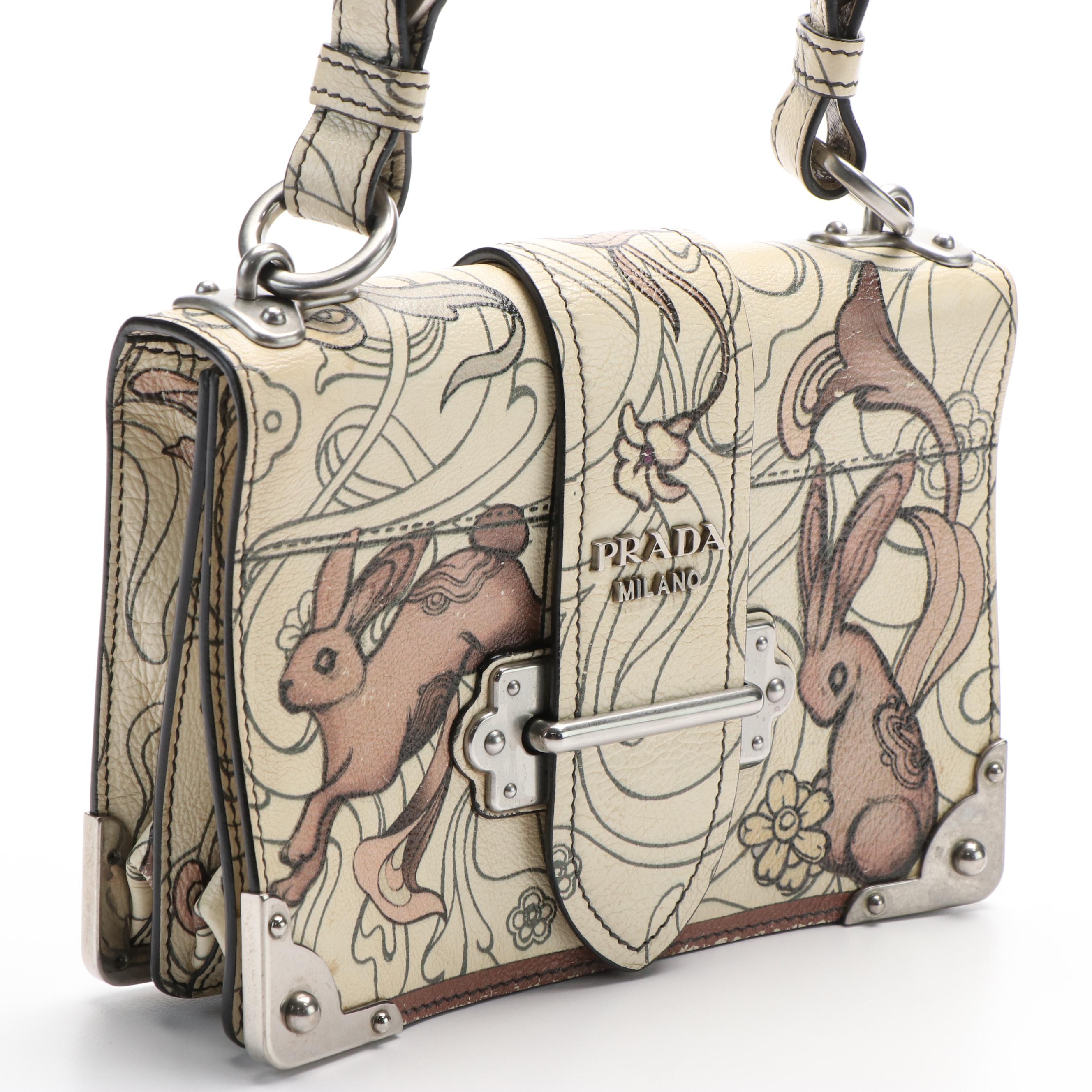 Prada Rabbit Print Cahier Crossbody Bag