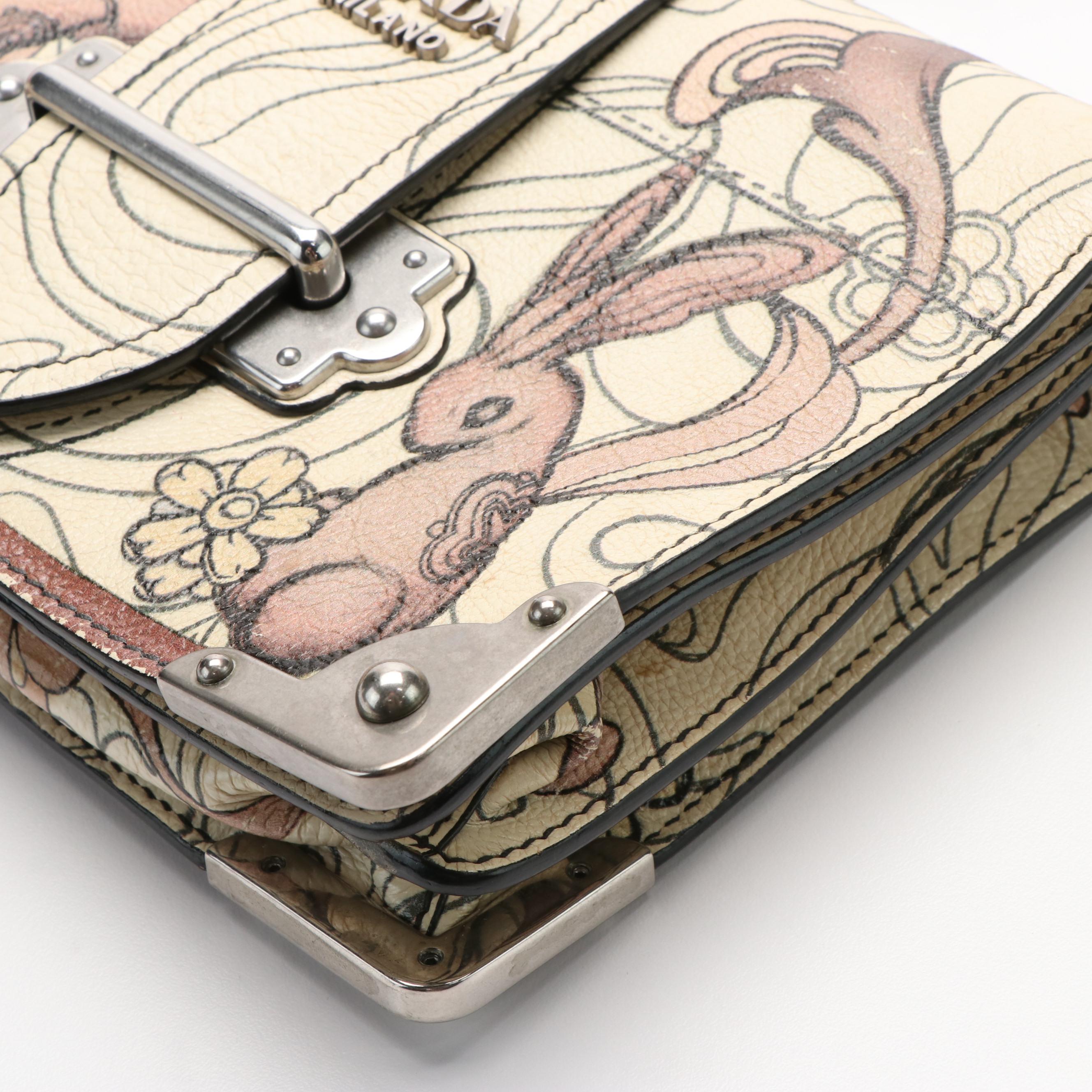 Prada Rabbit Print Cahier Crossbody Bag