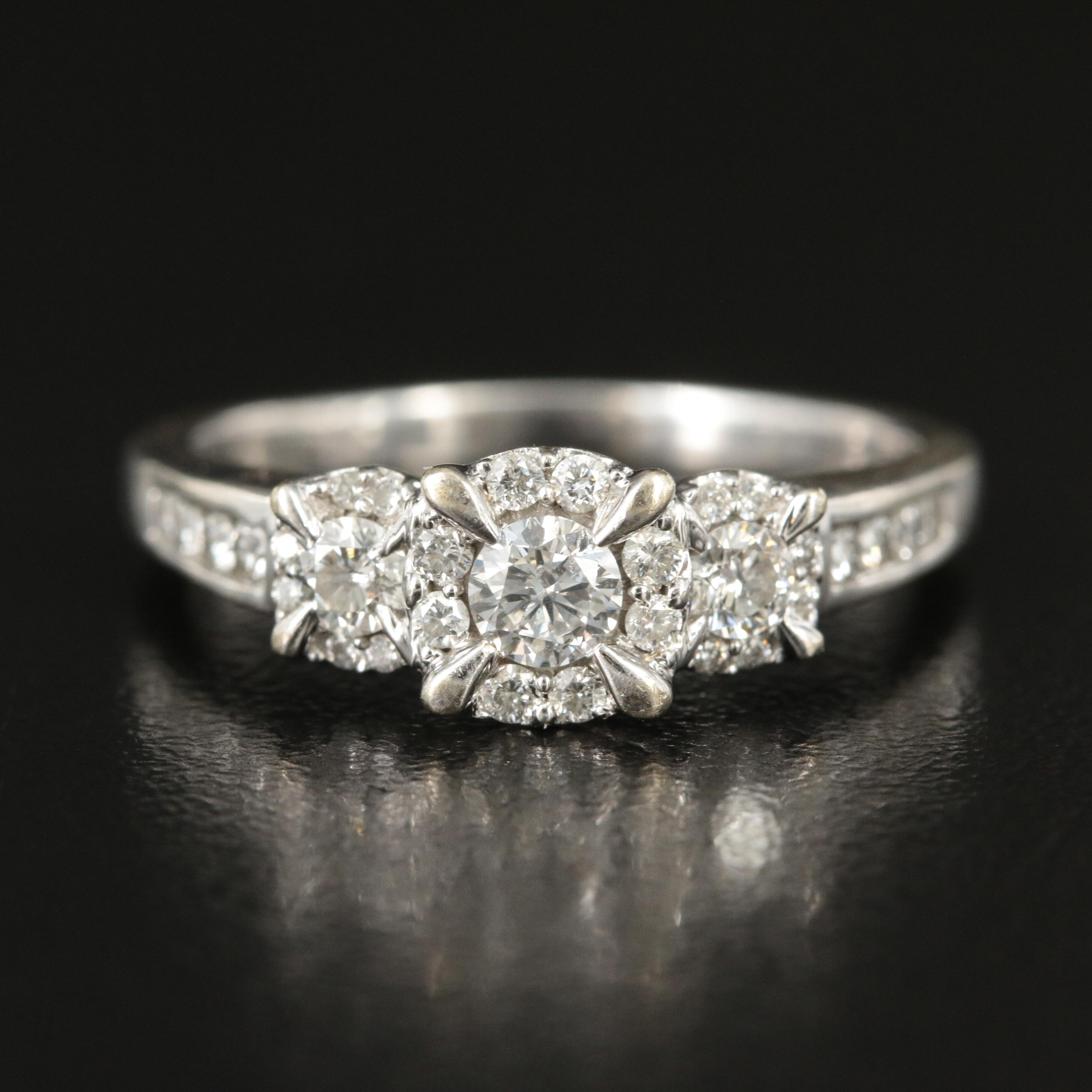 14K 0.83 CTW Diamond Past, Present, Future Ring