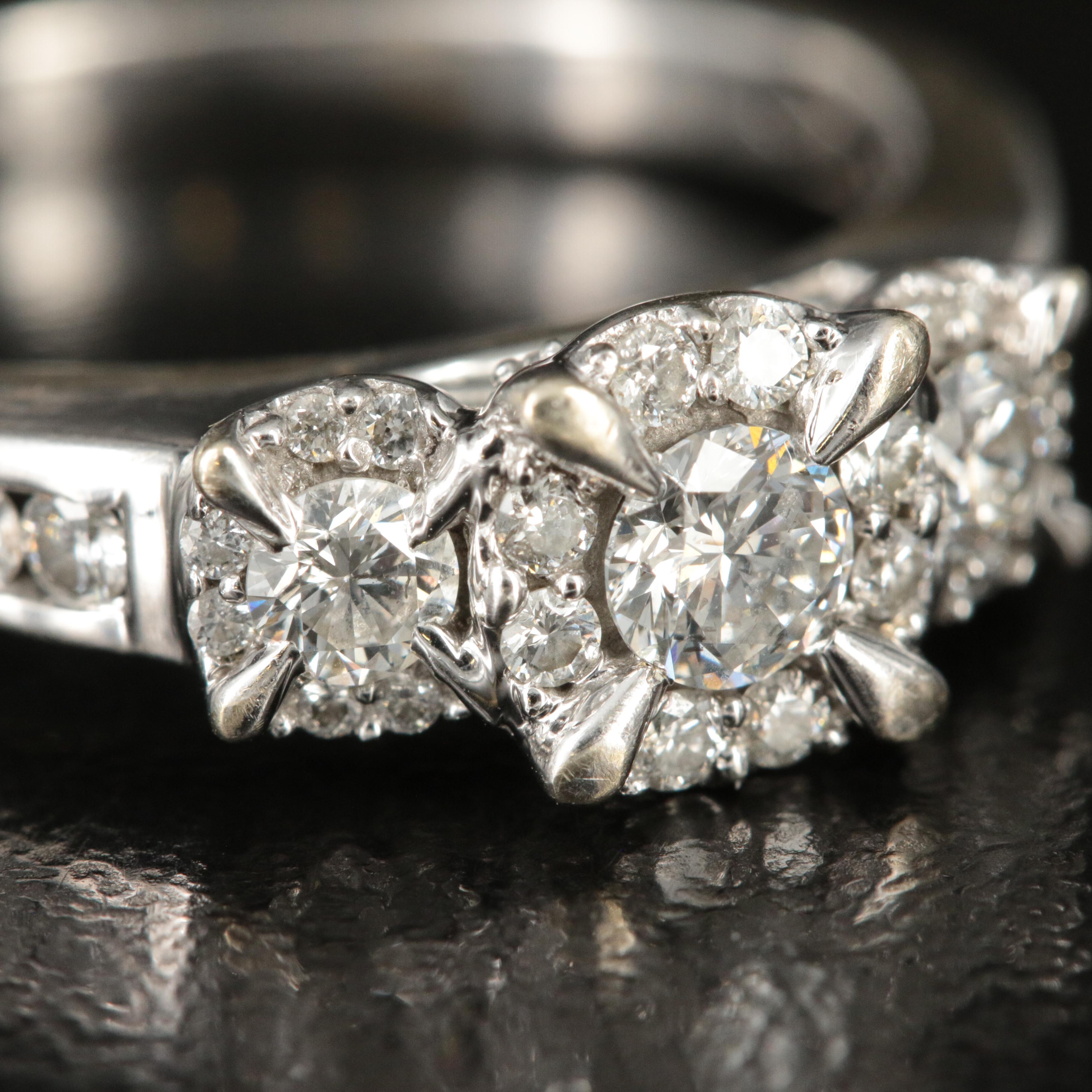 14K 0.83 CTW Diamond Past, Present, Future Ring