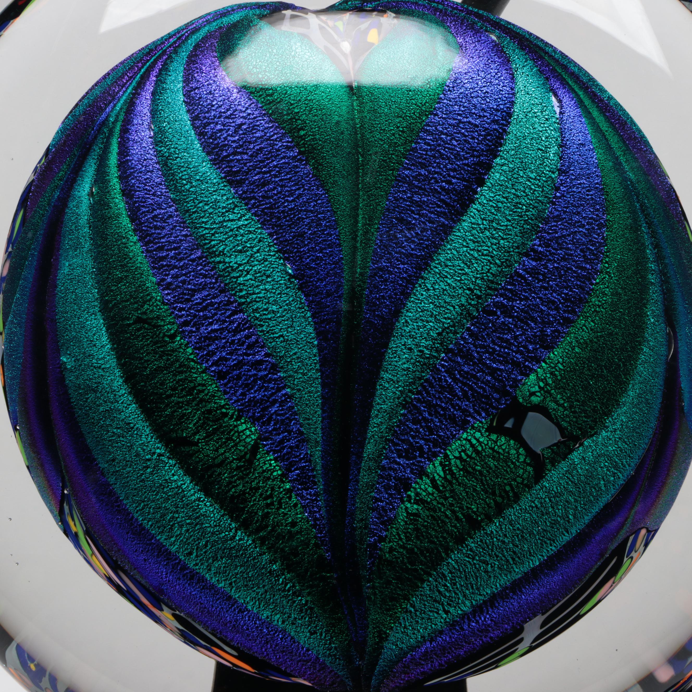 Rollin Karg Abstract Metal and Multicolor Dichroic Art Glass Sculpture, 2002