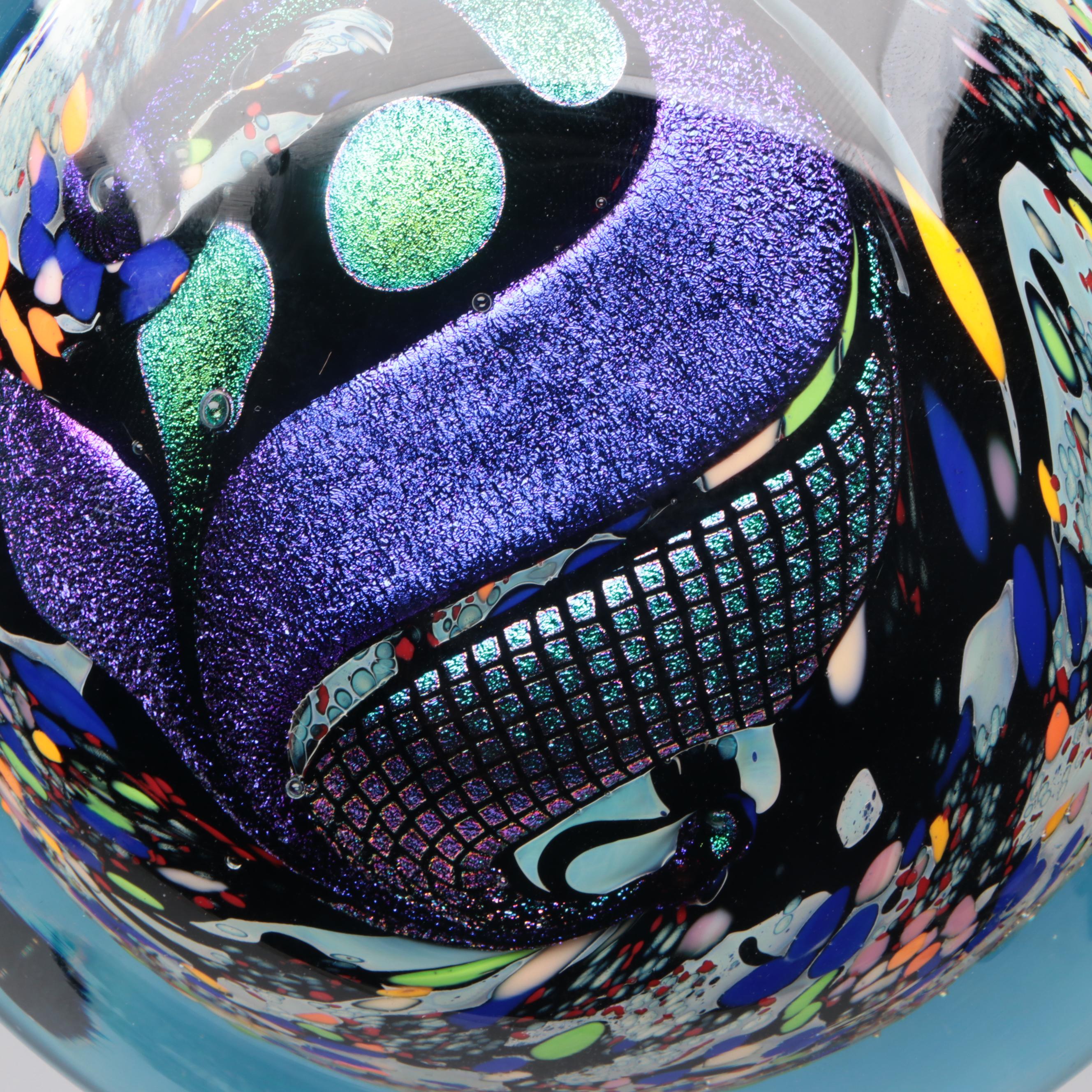 Rollin Karg Abstract Metal and Multicolor Dichroic Art Glass Sculpture, 2002