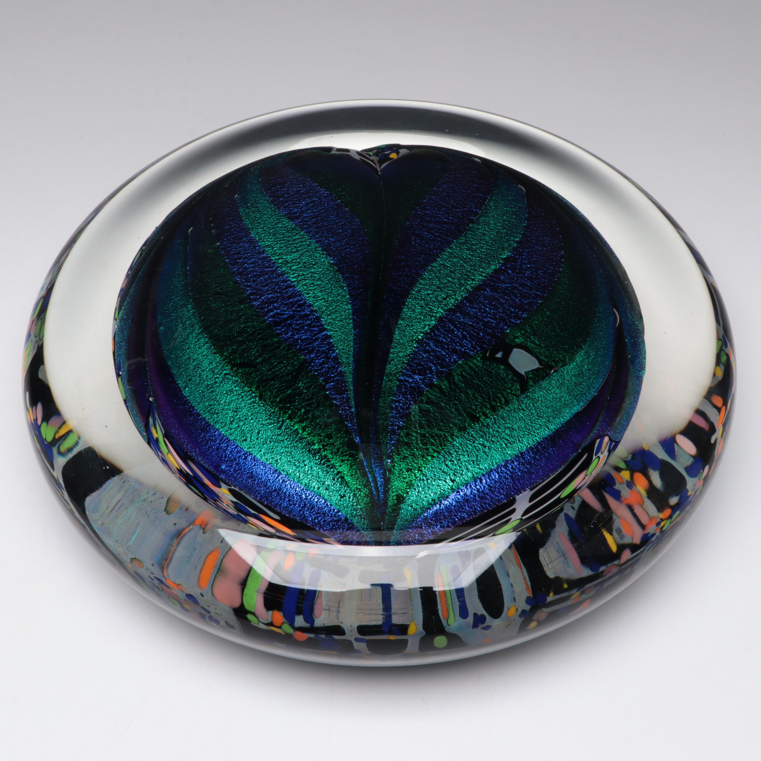 Rollin Karg Abstract Metal and Multicolor Dichroic Art Glass Sculpture, 2002