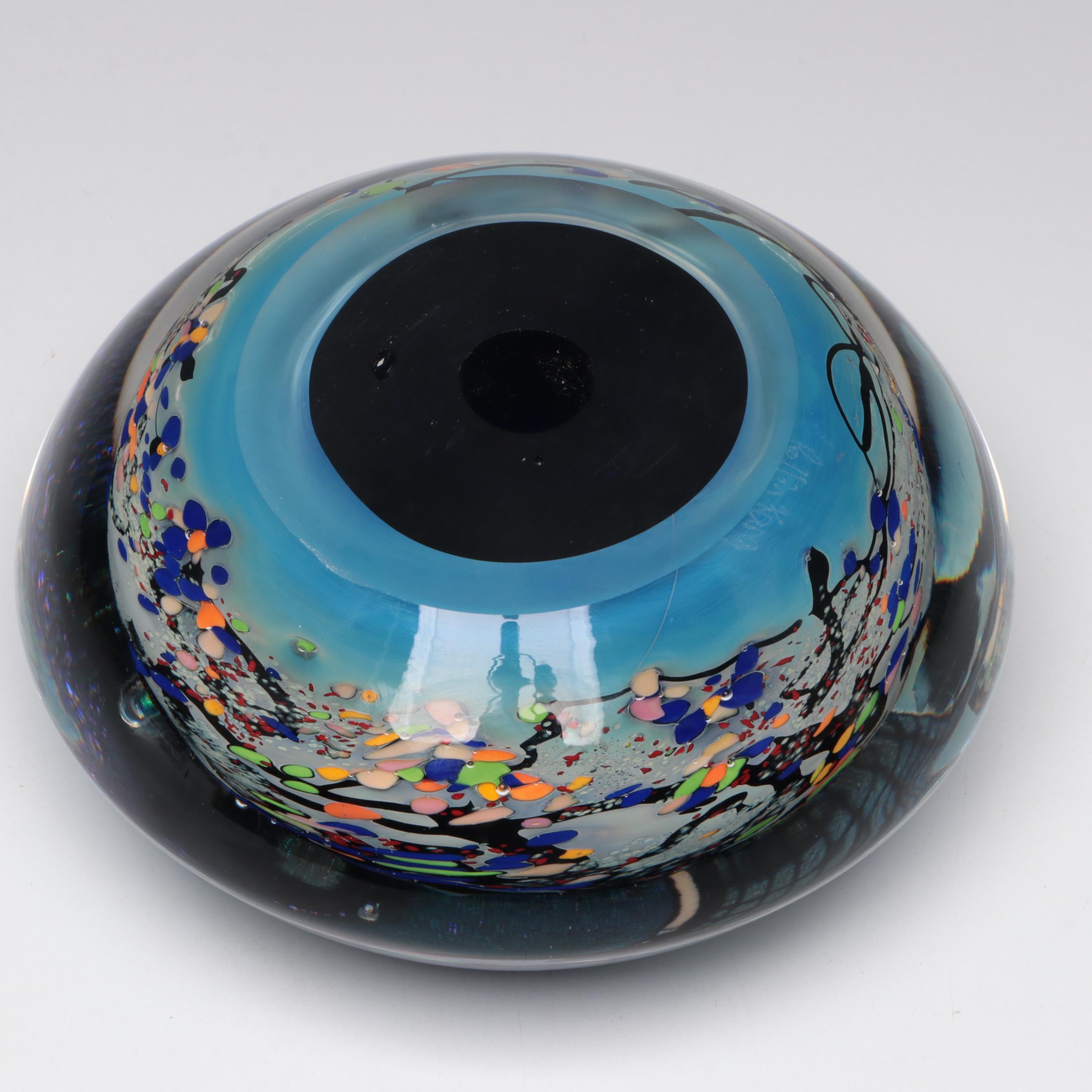 Rollin Karg Abstract Metal and Multicolor Dichroic Art Glass Sculpture, 2002