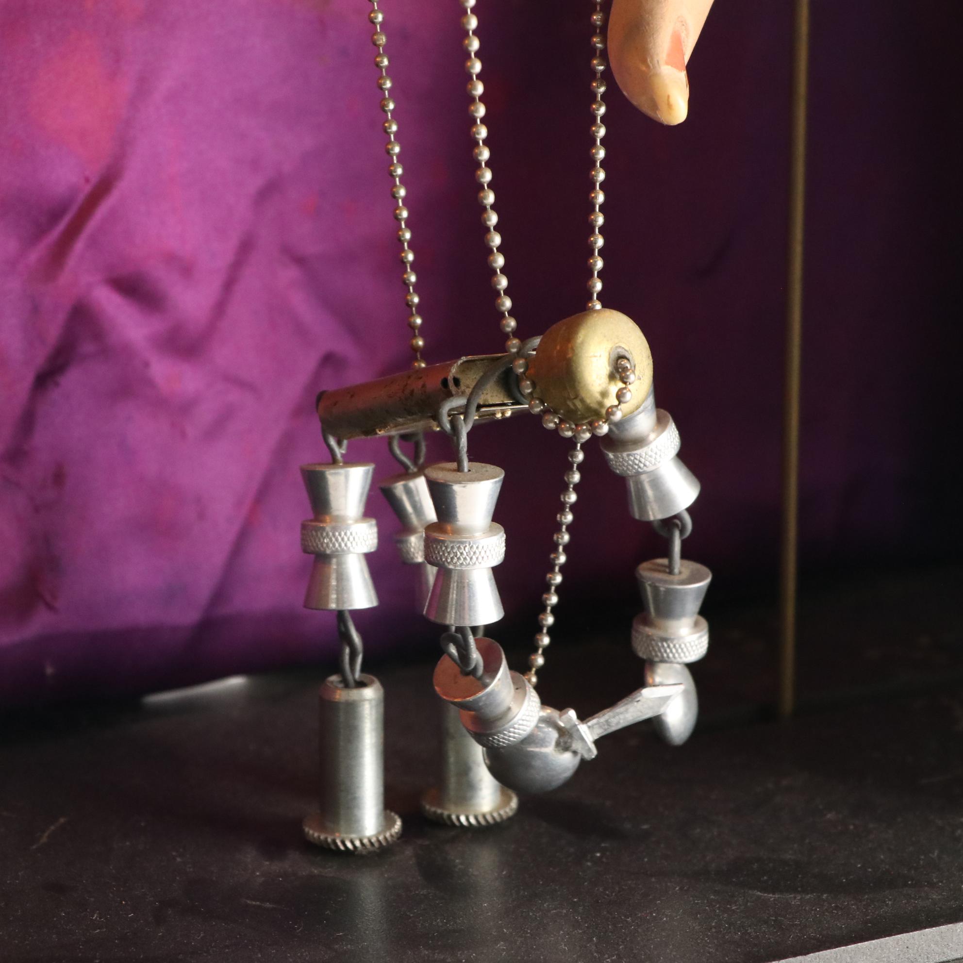 Randall Cleaver Found Object Kinetic Assemblage of Marionette Puppet and Stage