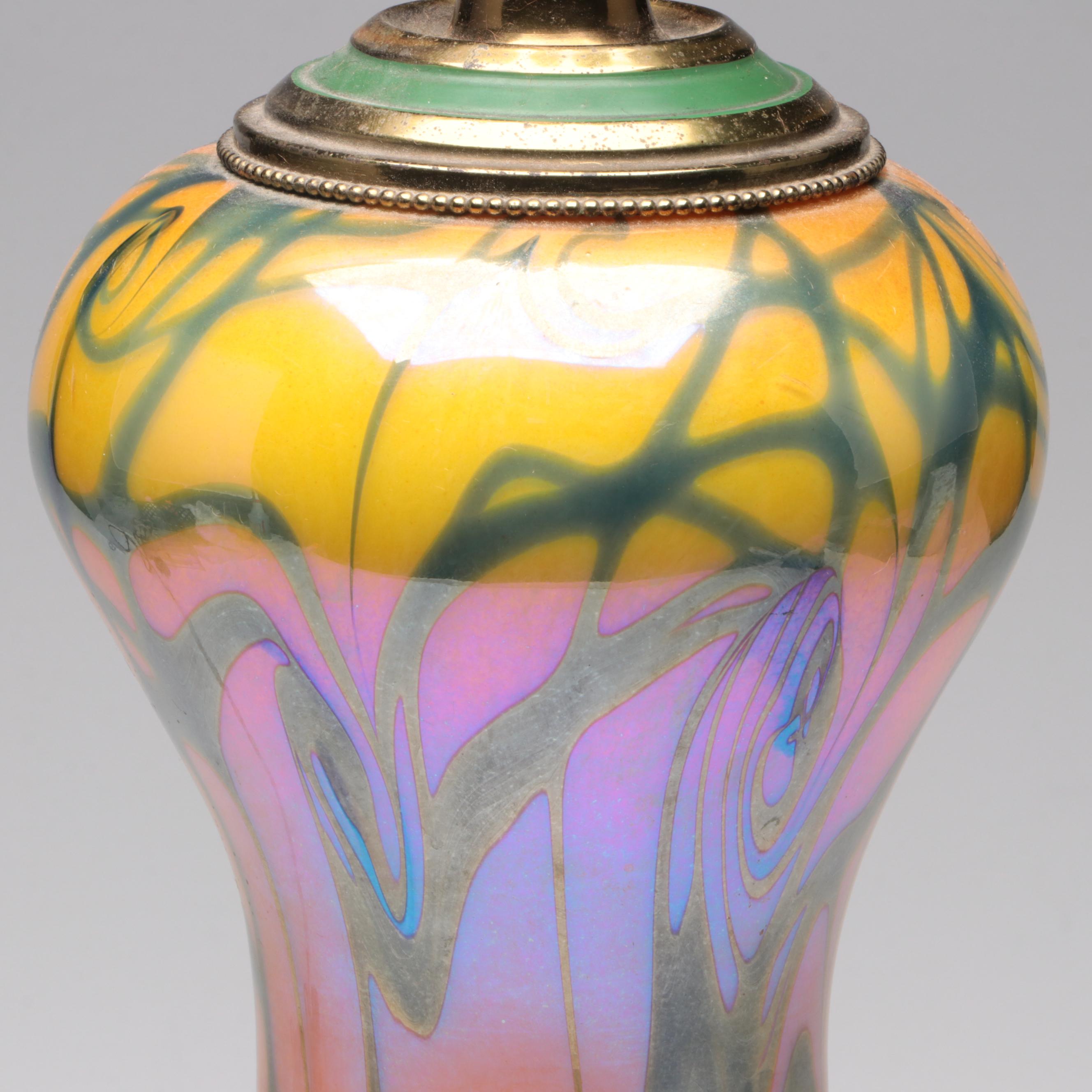 Durand Art Nouveau Studio Glass Table Lamp, Early 20th C