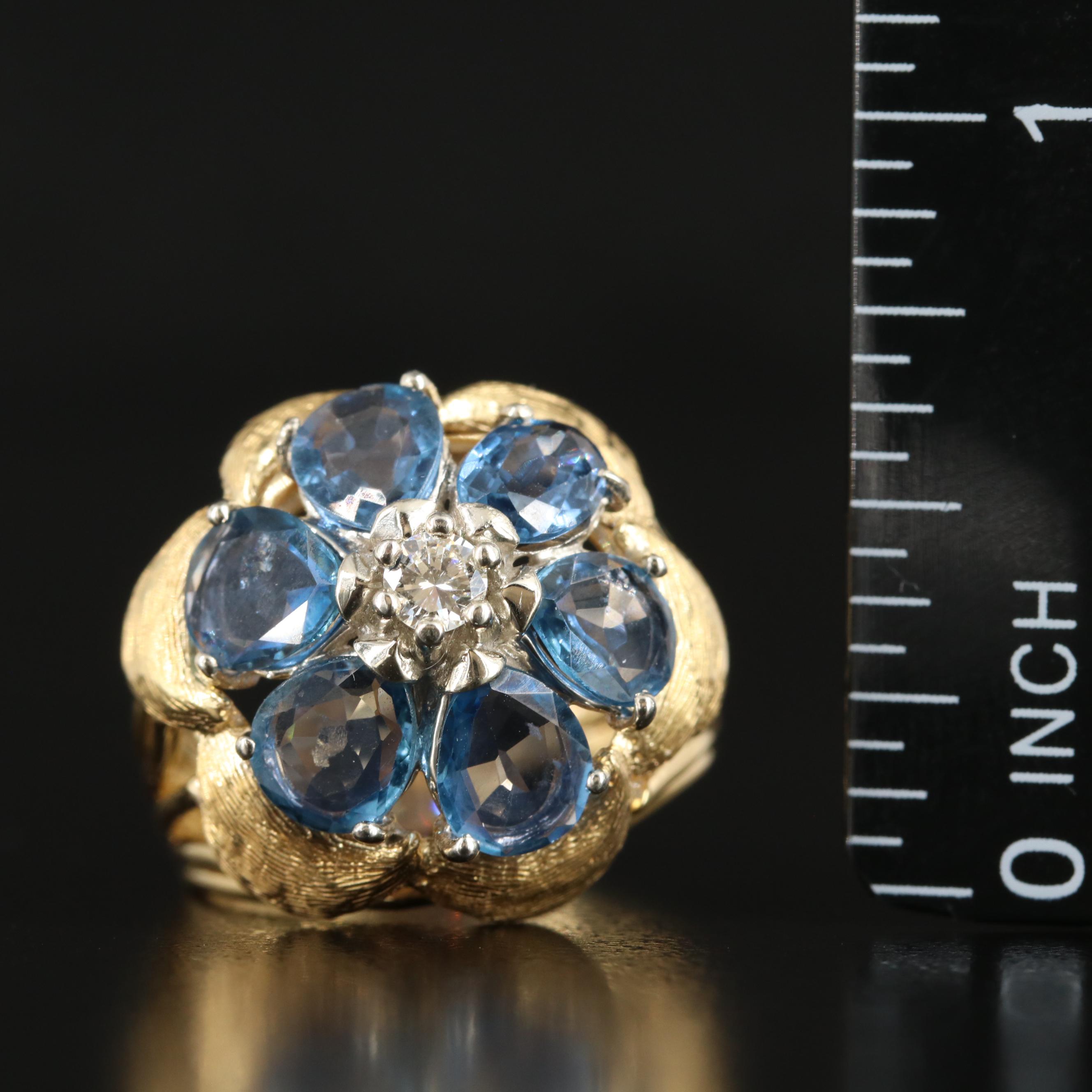 18K Sapphire and Diamond Flower Ring