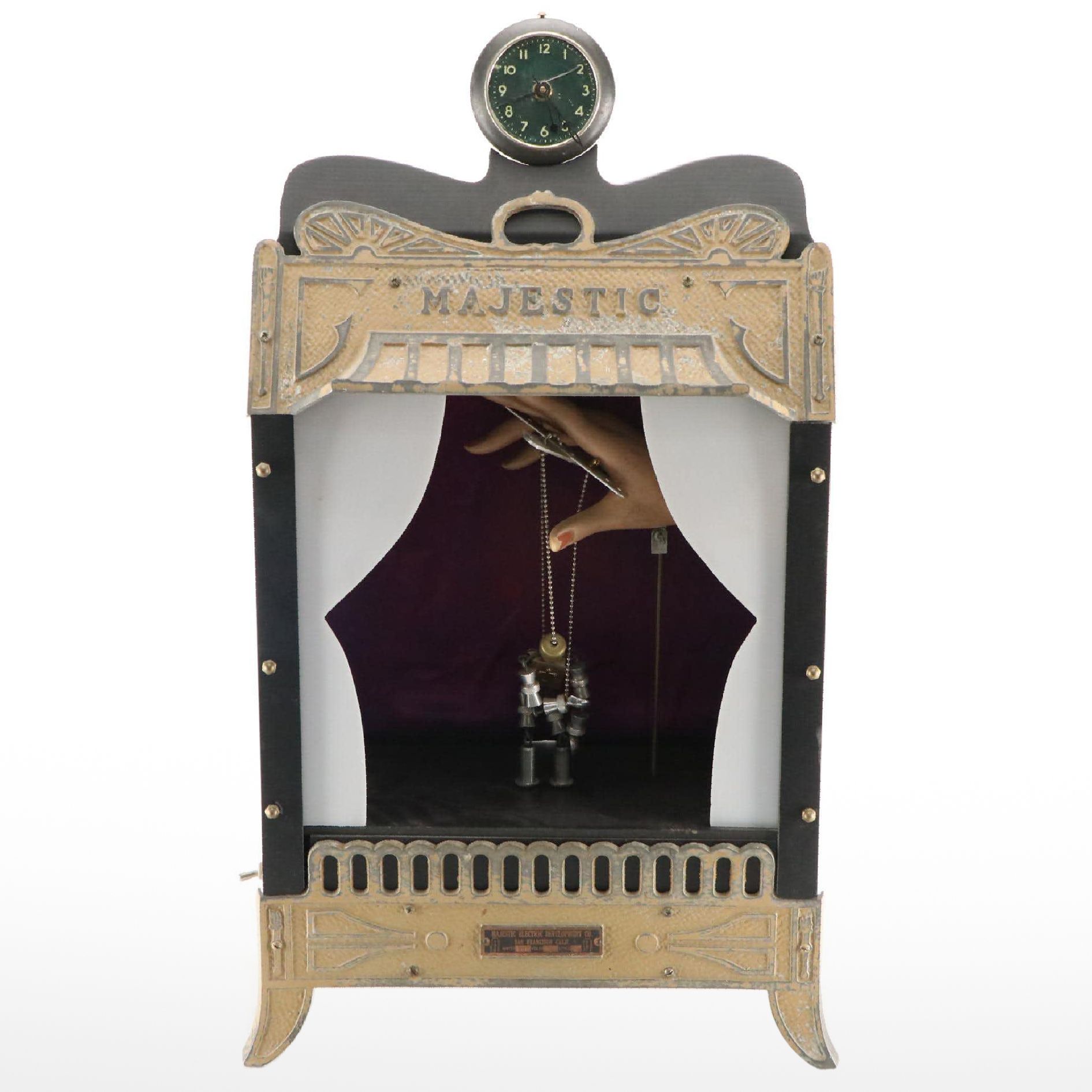 Randall Cleaver Found Object Kinetic Assemblage of Marionette Puppet and Stage