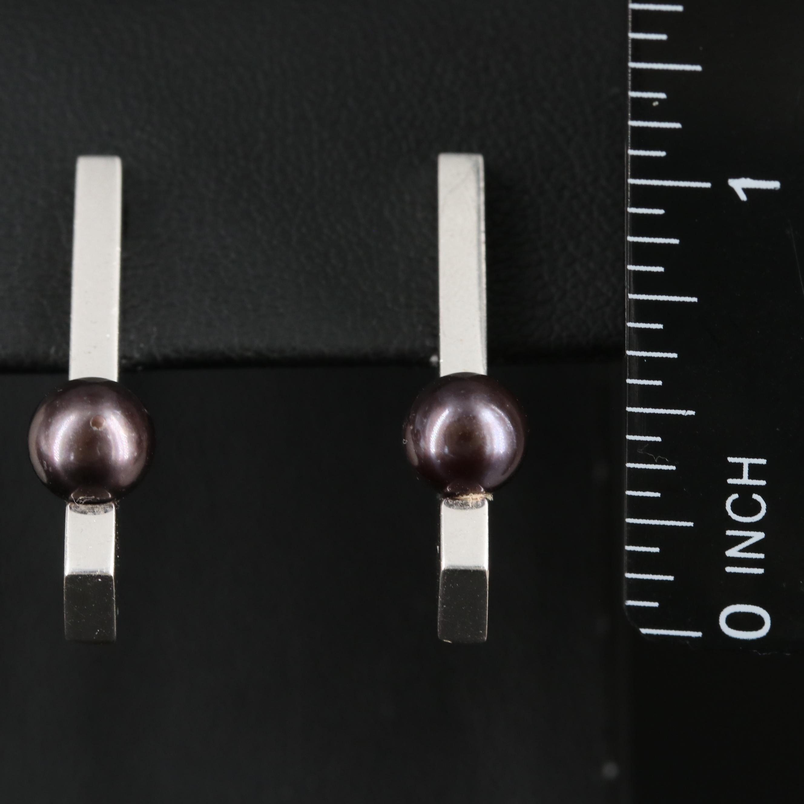 Movado 18K Pearl and Diamond Drop Earrings