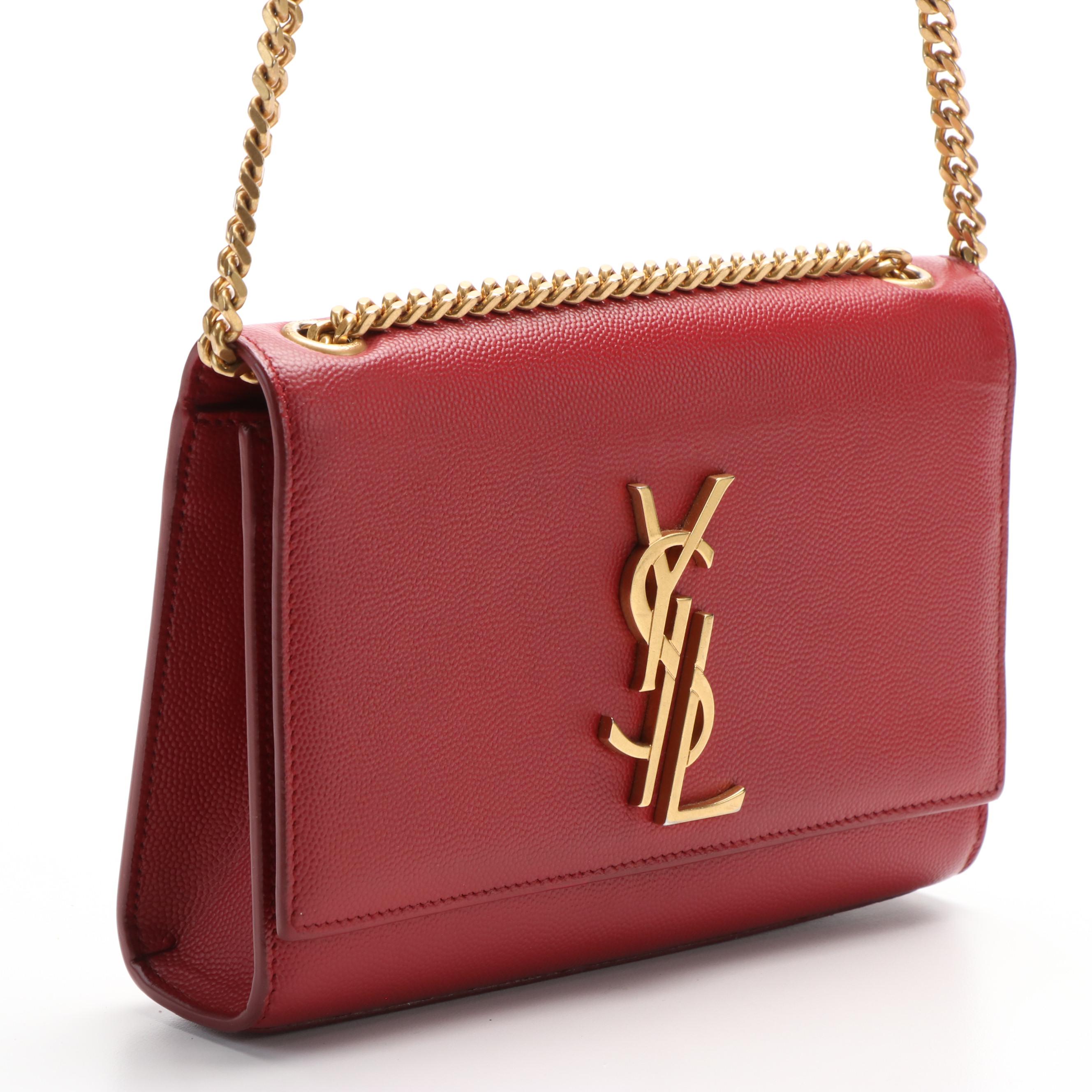 Yves Saint Laurent Crossbody Bag in Red Grained Leather