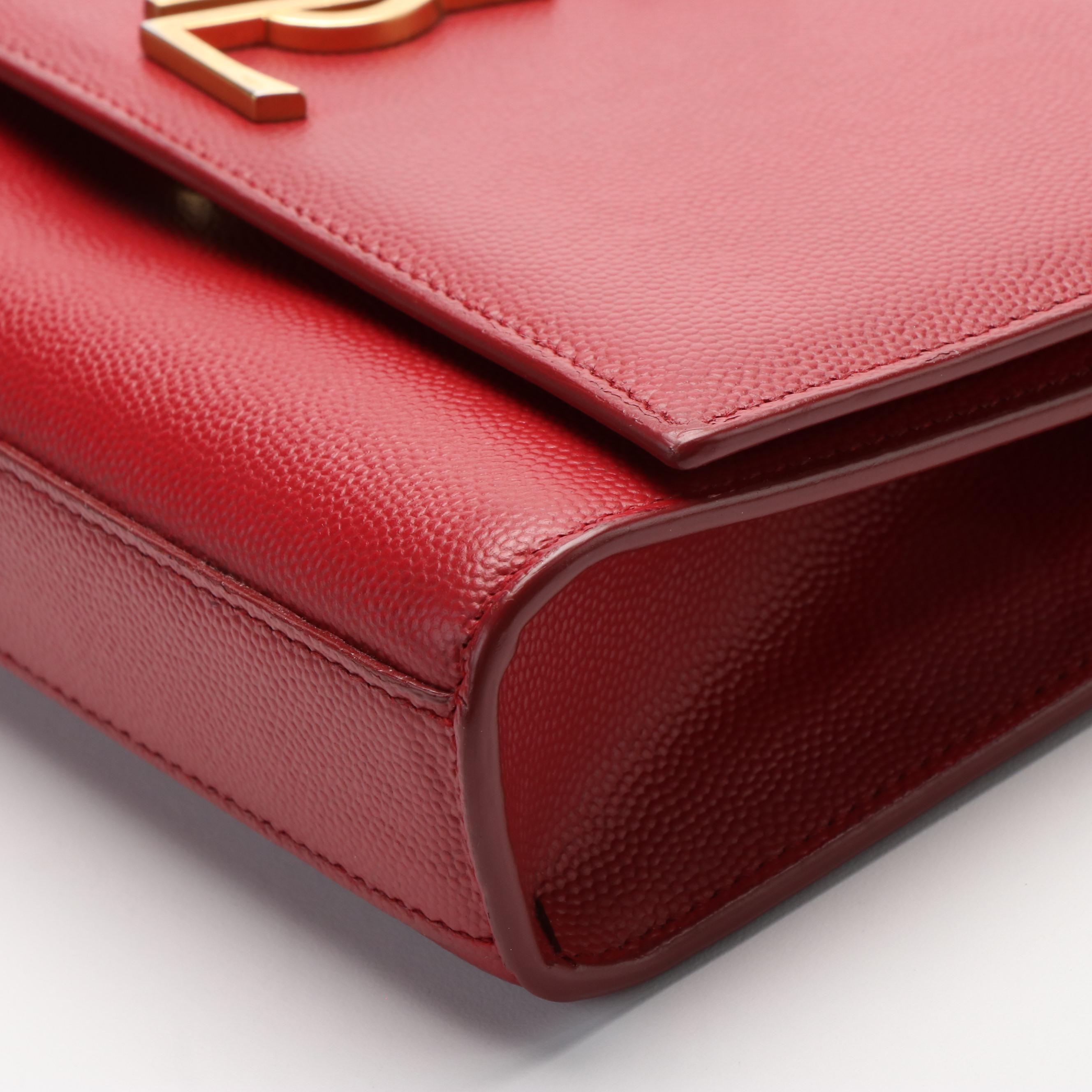 Yves Saint Laurent Crossbody Bag in Red Grained Leather EBTH