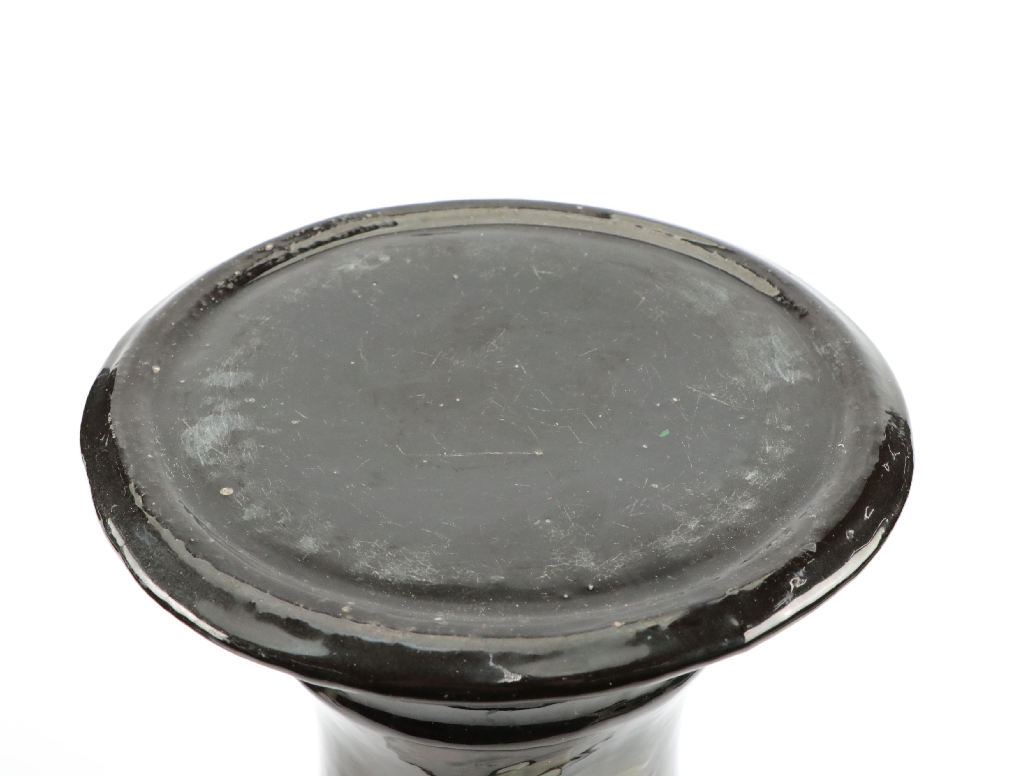 Weller Style Brown Glazed Majolica Jardiniere and Pedestal with Floral Motif