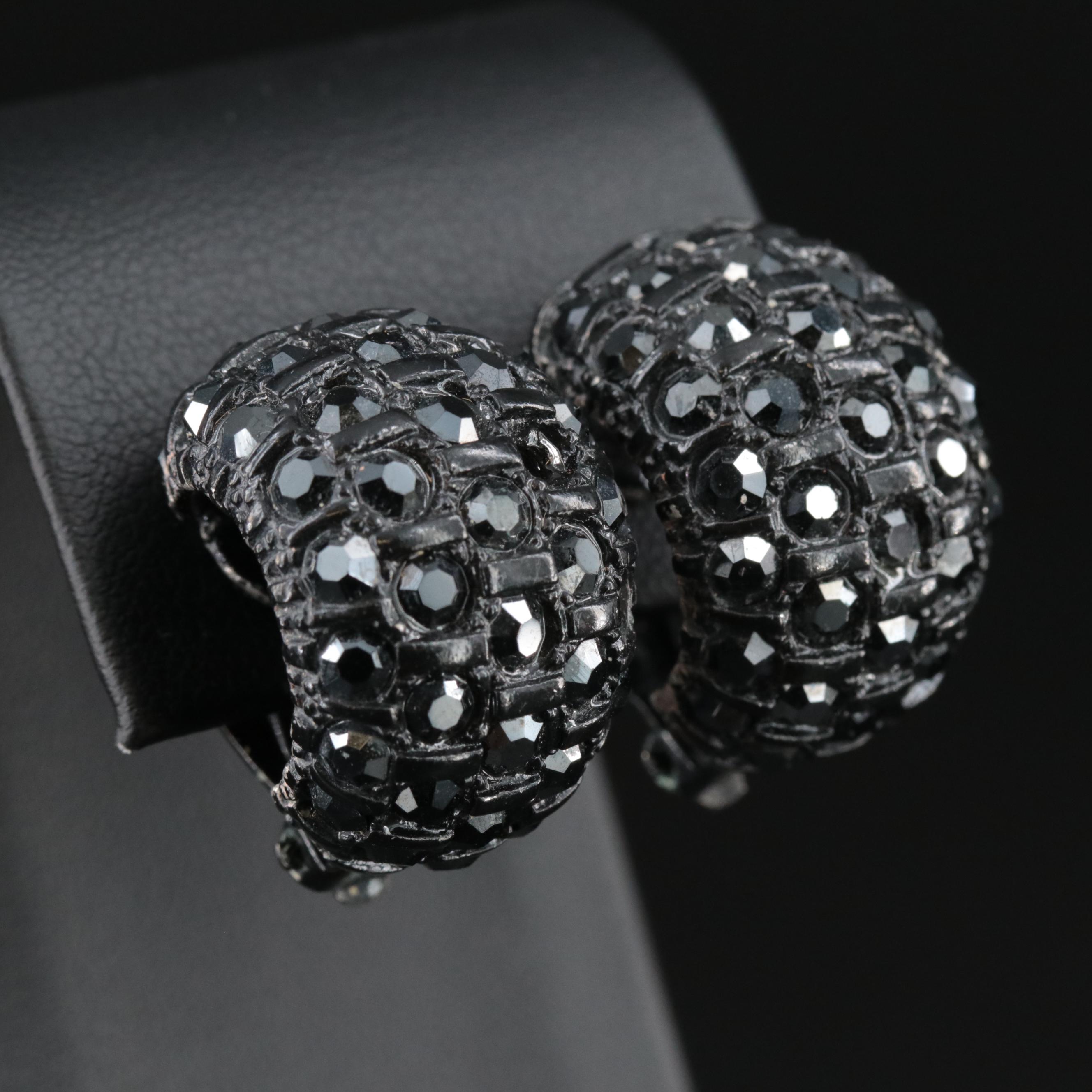 St. John Rhinestone Half Hoop Earrings