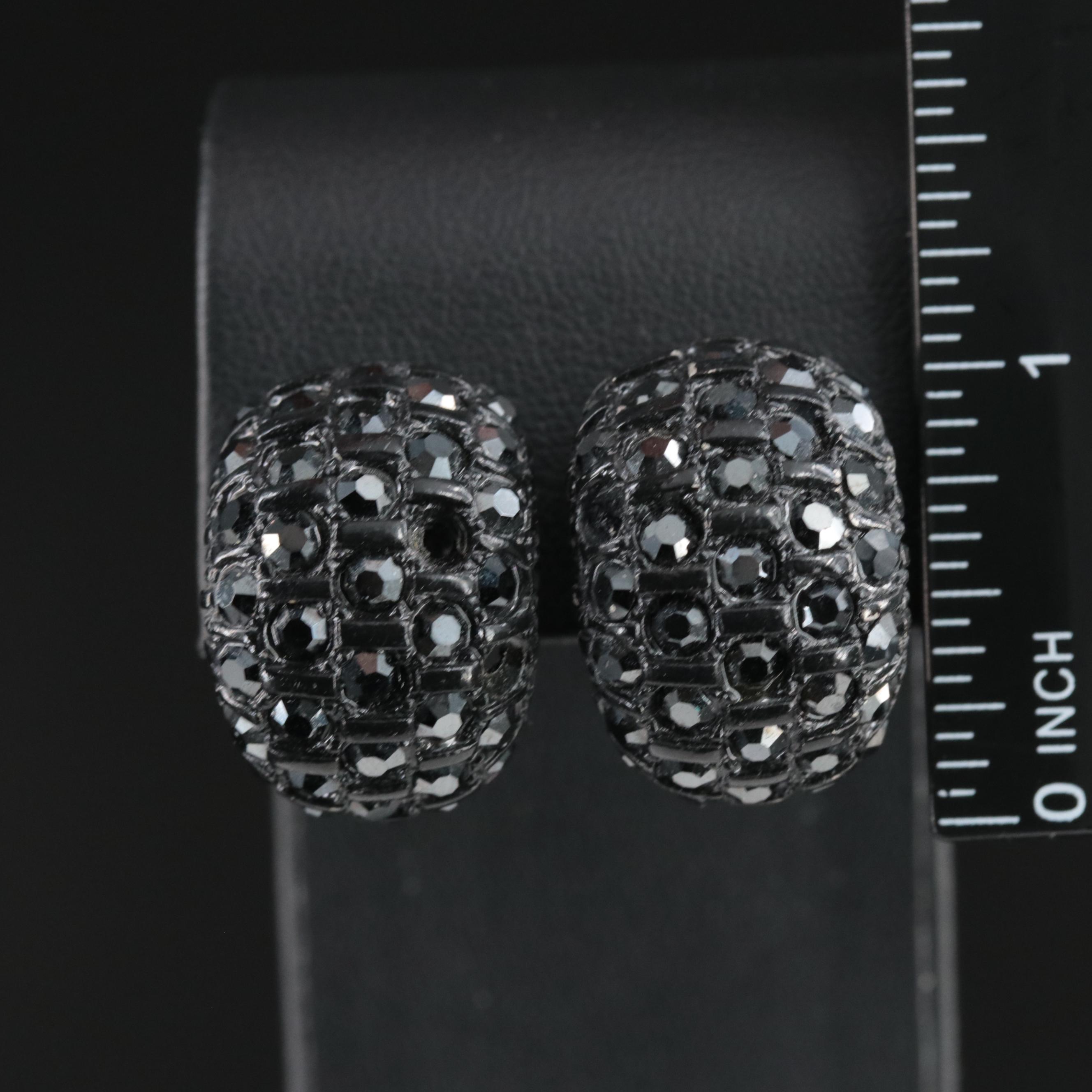 St. John Rhinestone Half Hoop Earrings