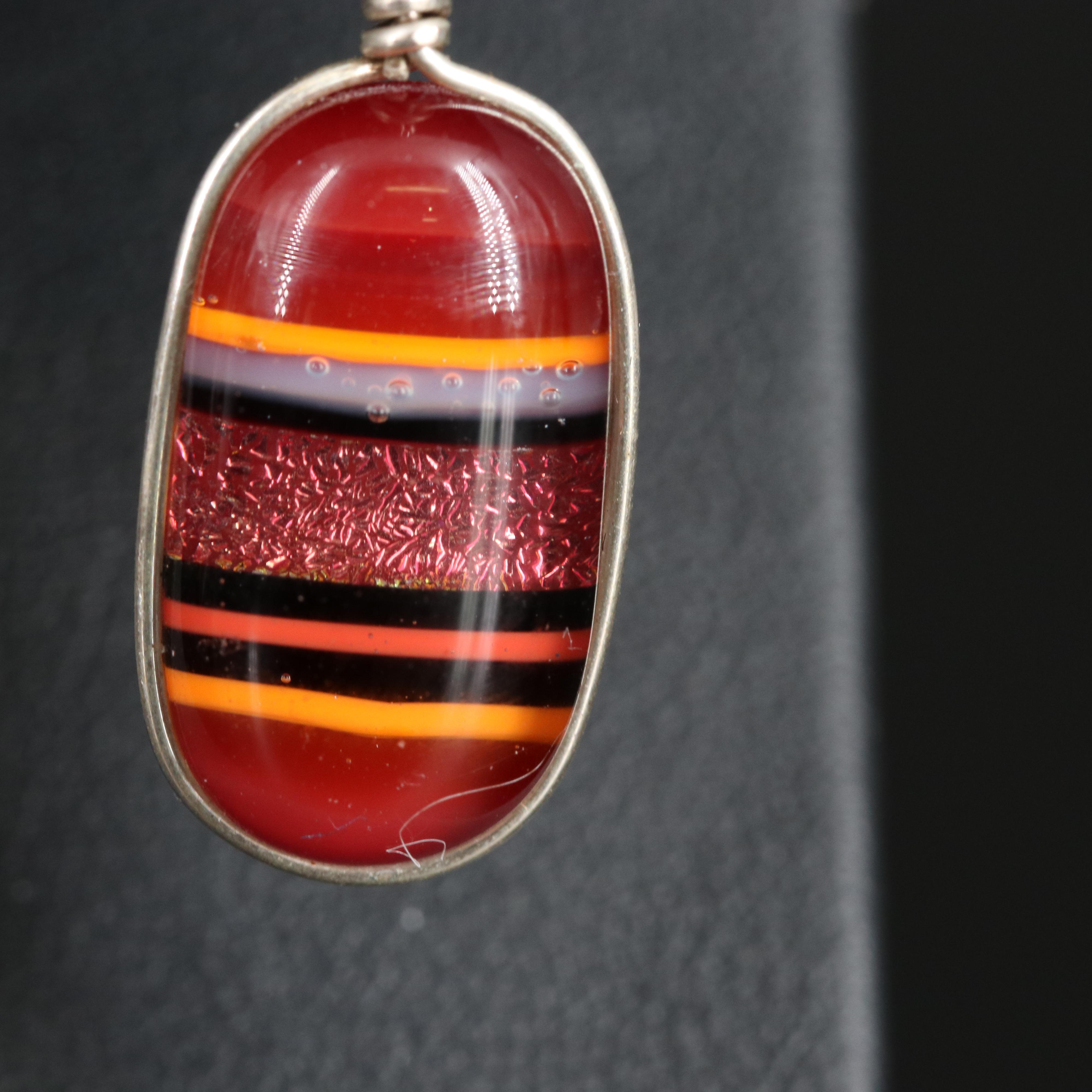 Sterling Fused Art Glass Earrings
