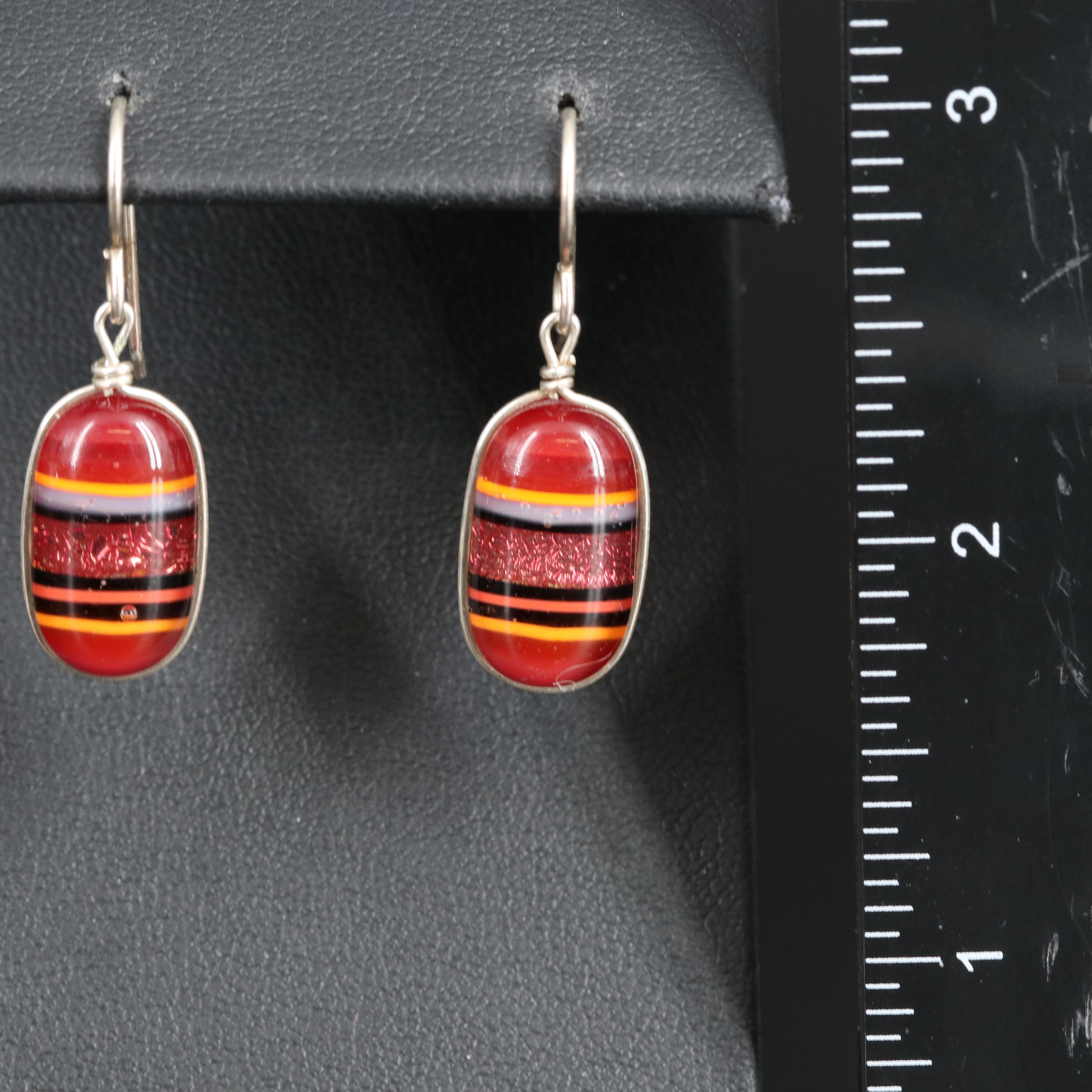 Sterling Fused Art Glass Earrings