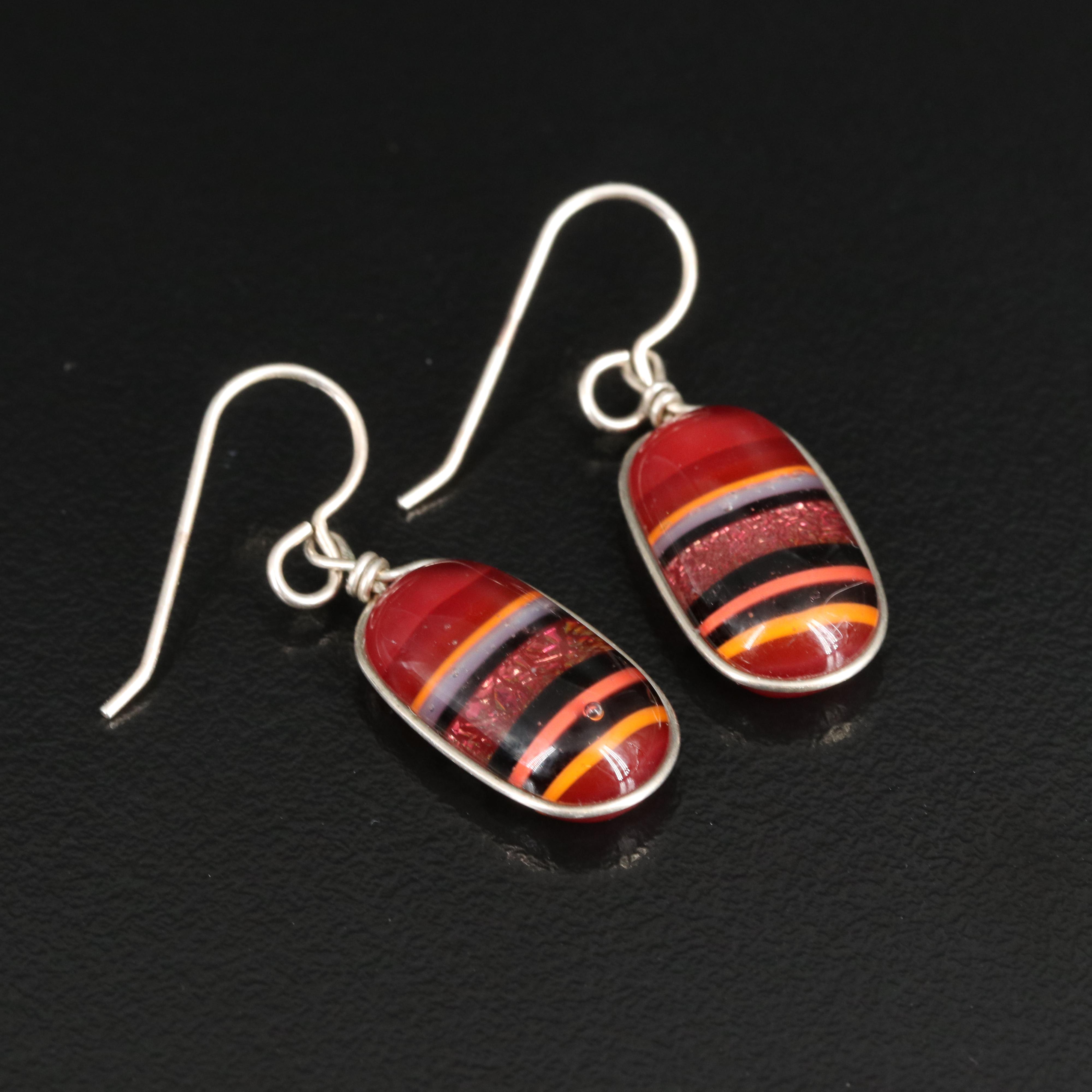 Sterling Fused Art Glass Earrings