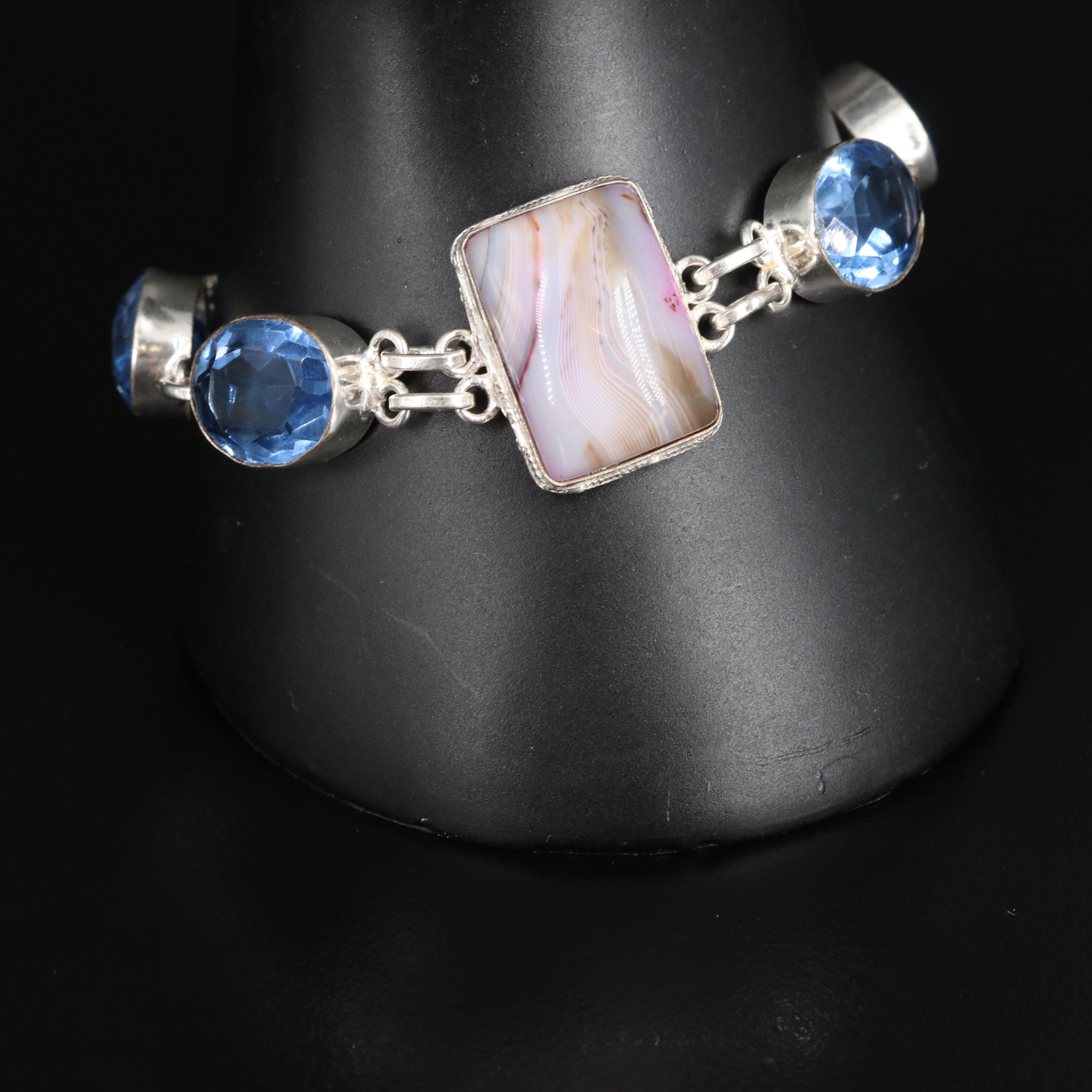 Agate and Glass Toggle Bracelet