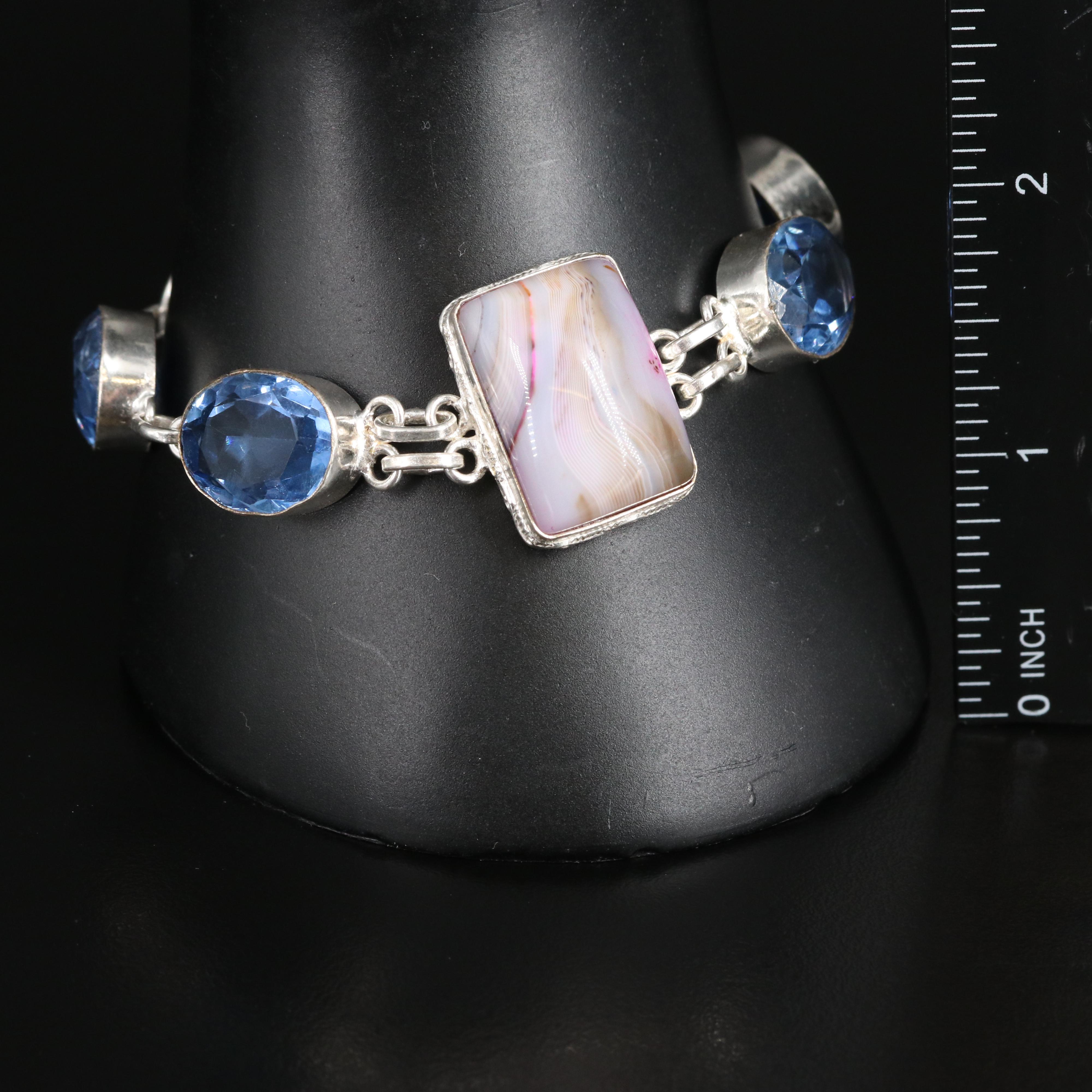 Agate and Glass Toggle Bracelet
