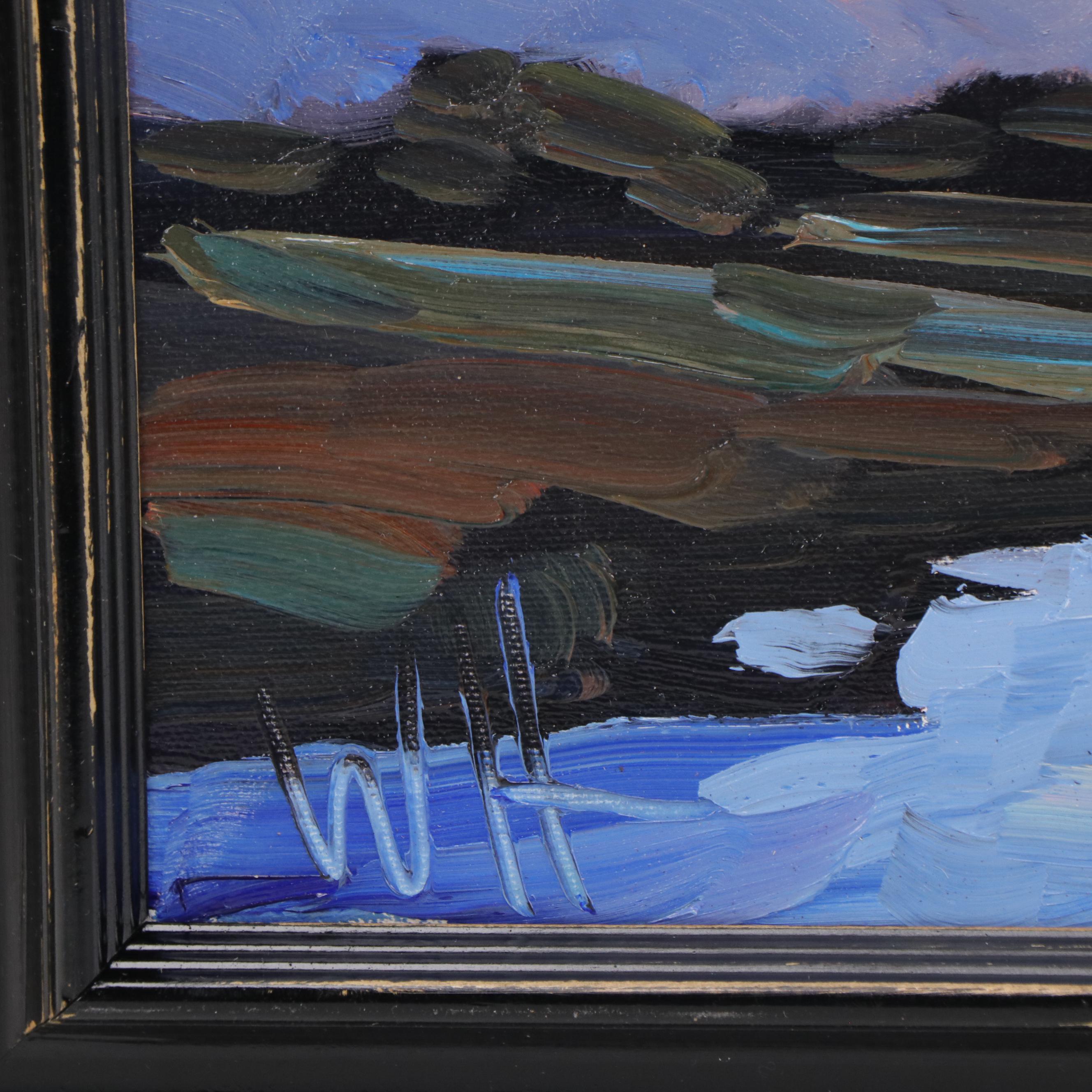 William Hawkins River and Cloud Landscape Oil Painting, 2023