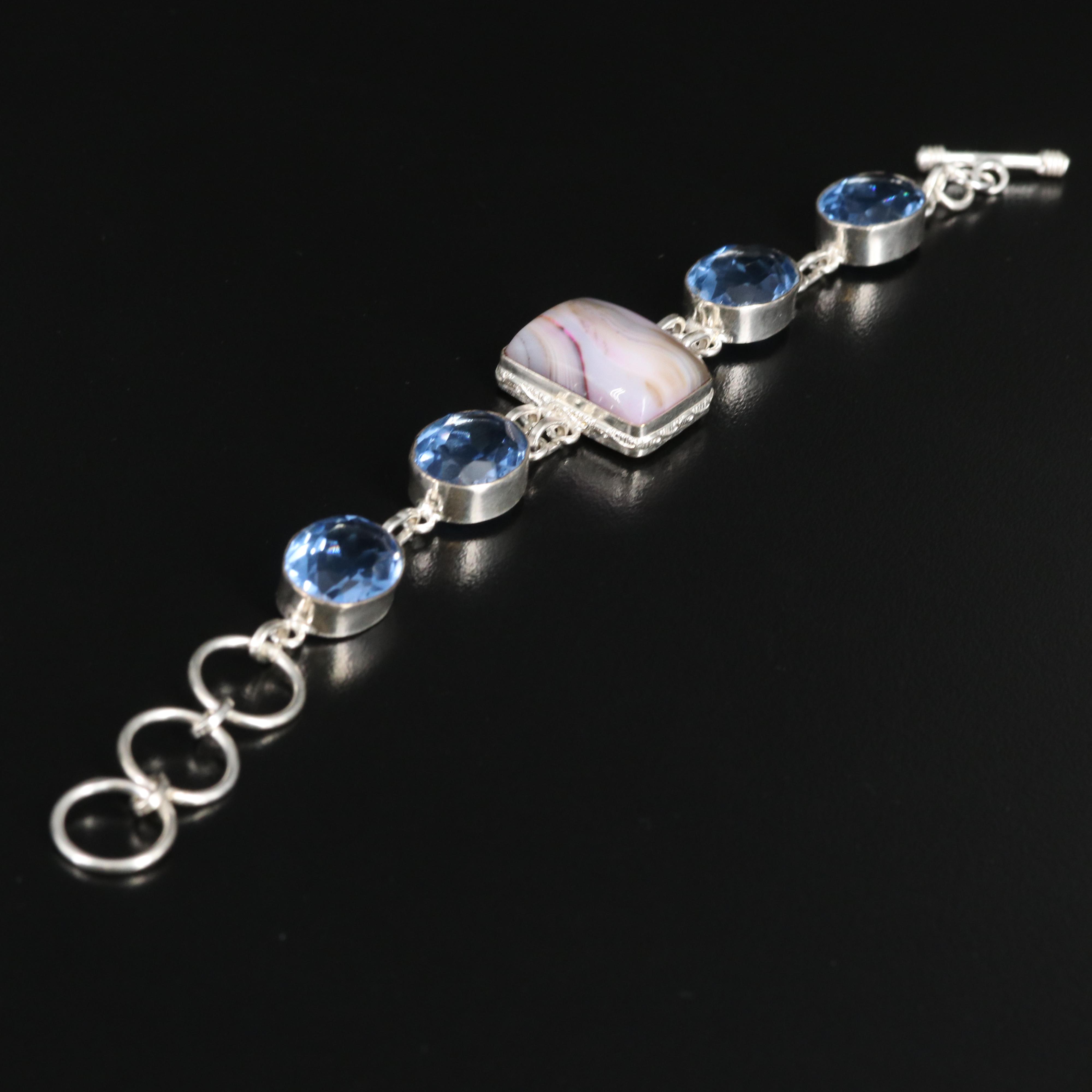 Agate and Glass Toggle Bracelet
