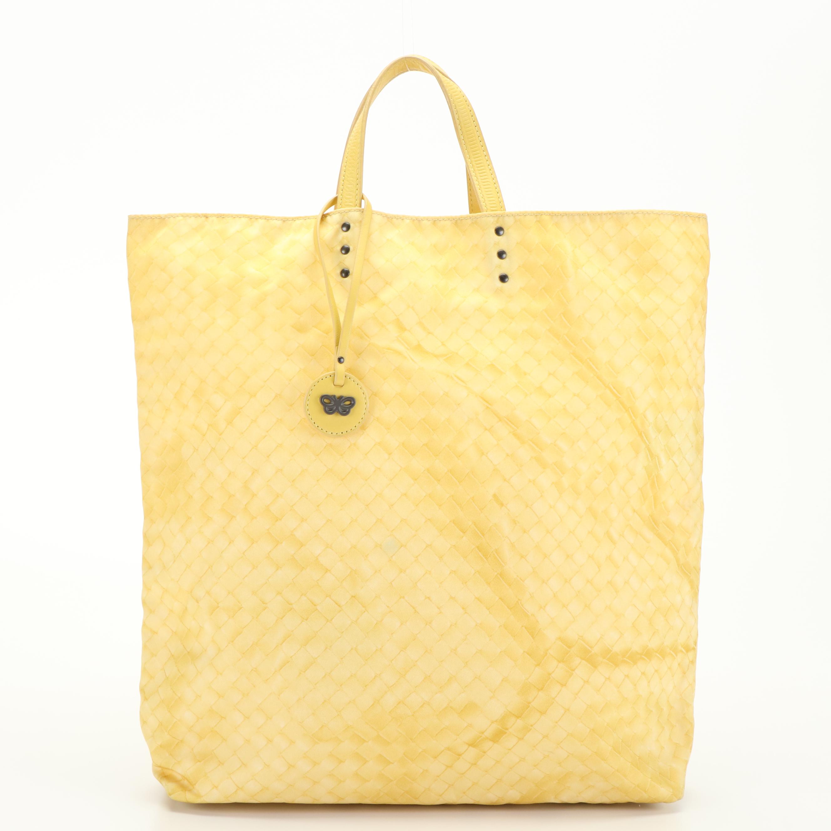 Bottega Veneta Intrecciato Yellow Nylon Tote Bag
