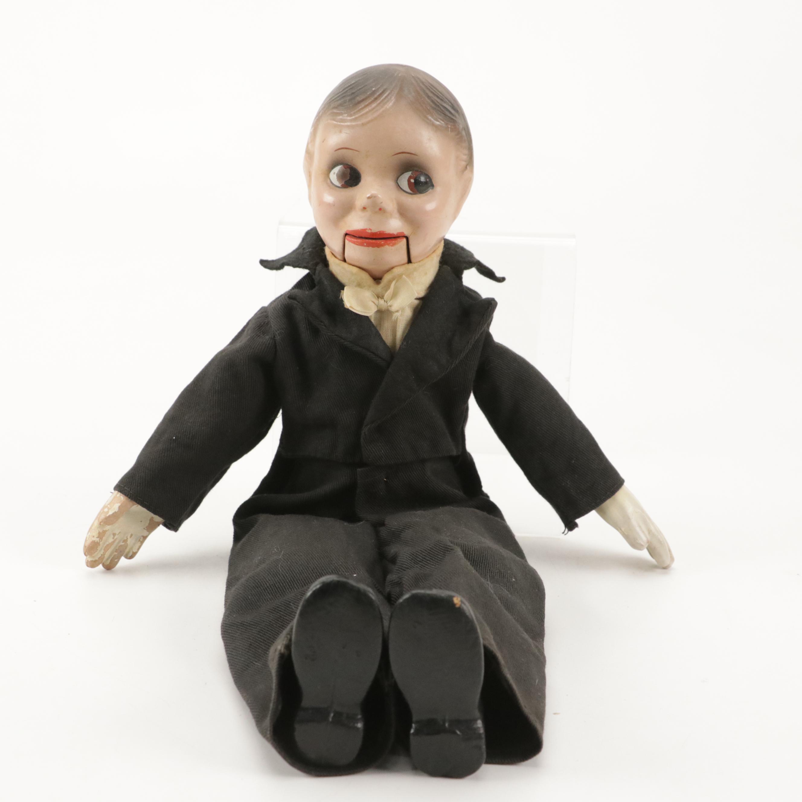 Charlie McCarthy Composition Ventriloquist Dummy with Radio Party Spin Wheel