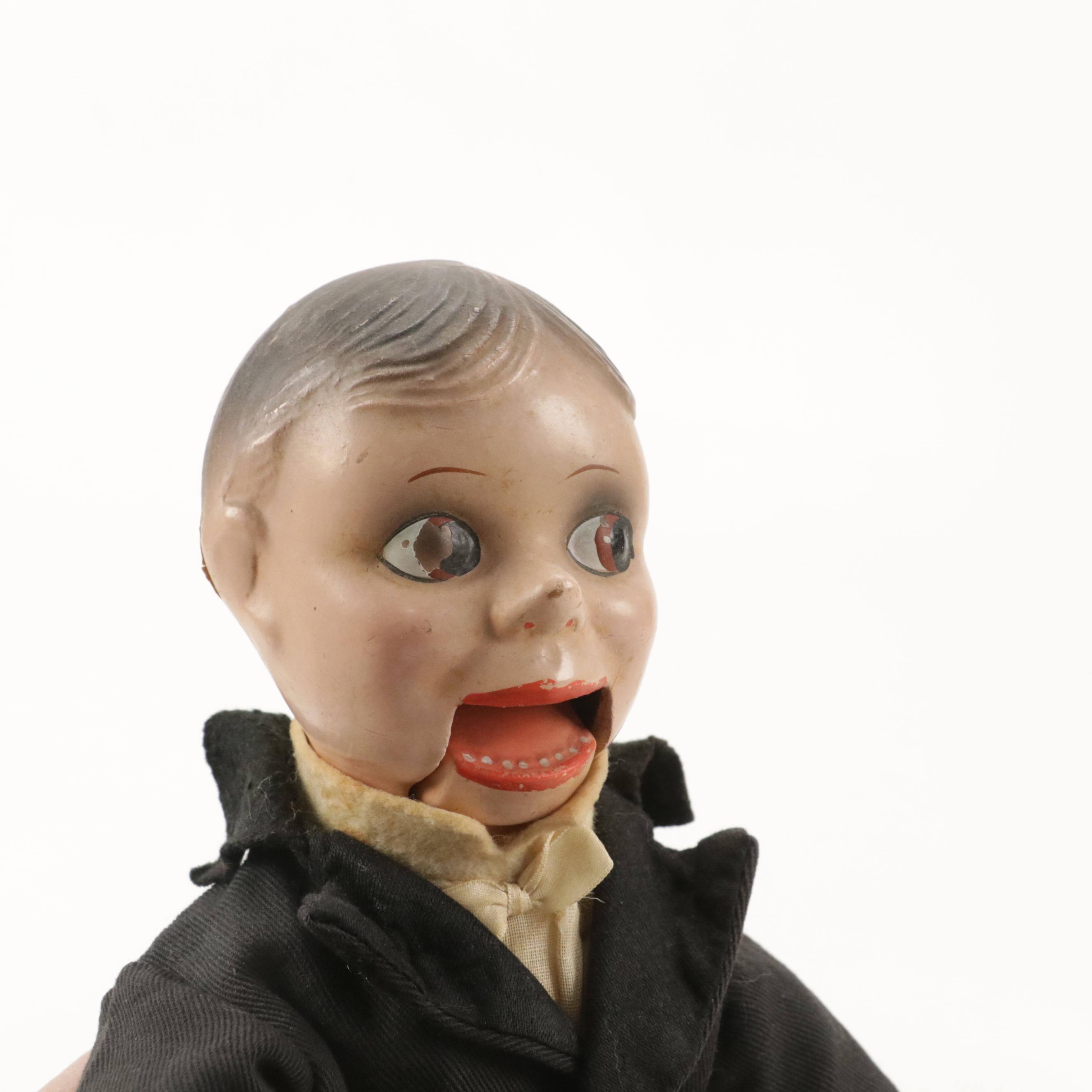 Charlie McCarthy Composition Ventriloquist Dummy with Radio Party Spin Wheel