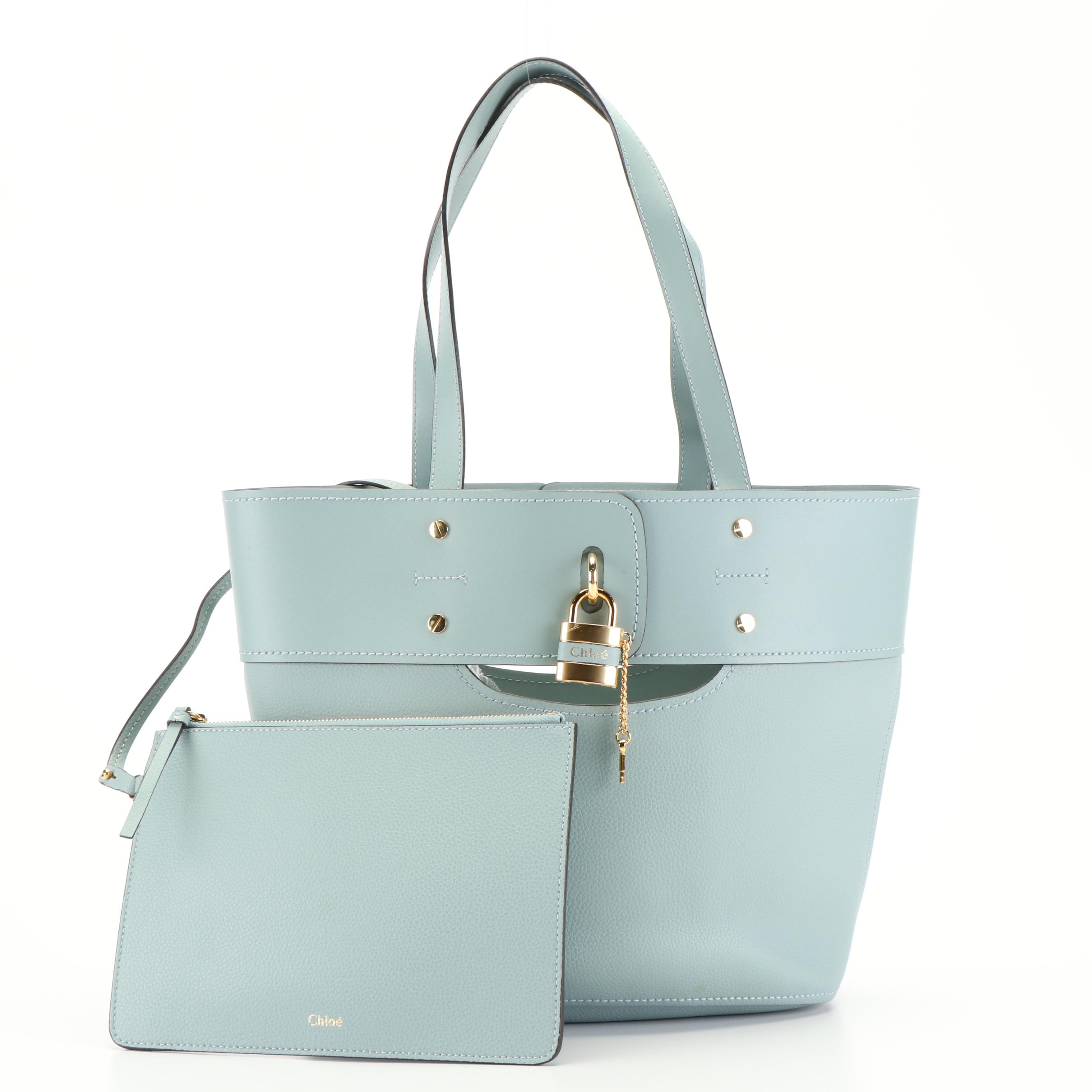 Chloé Aby Shoulder Bag in Light Blue Pebbled Leather