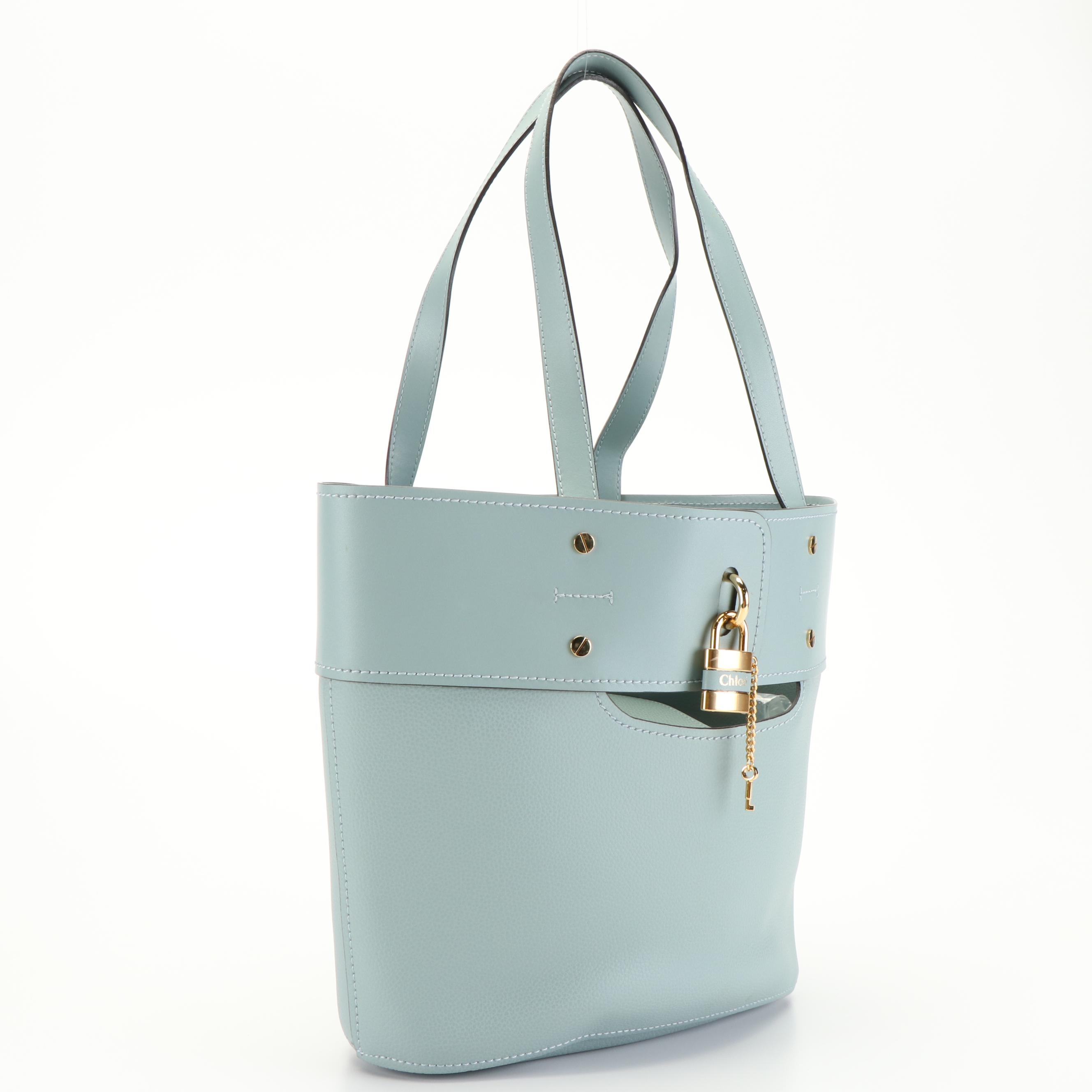 Chloé Aby Shoulder Bag in Light Blue Pebbled Leather