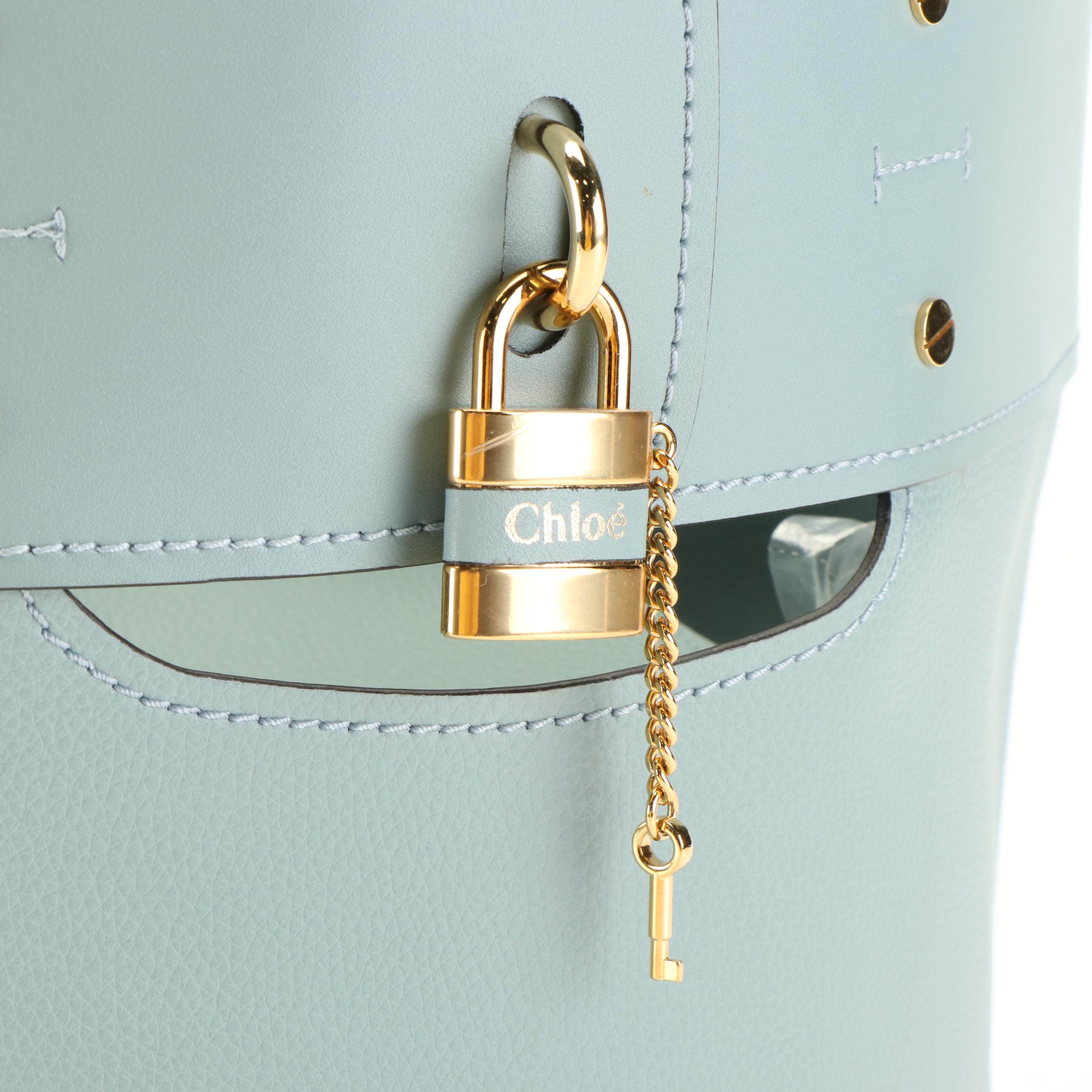 Chloé Aby Shoulder Bag in Light Blue Pebbled Leather