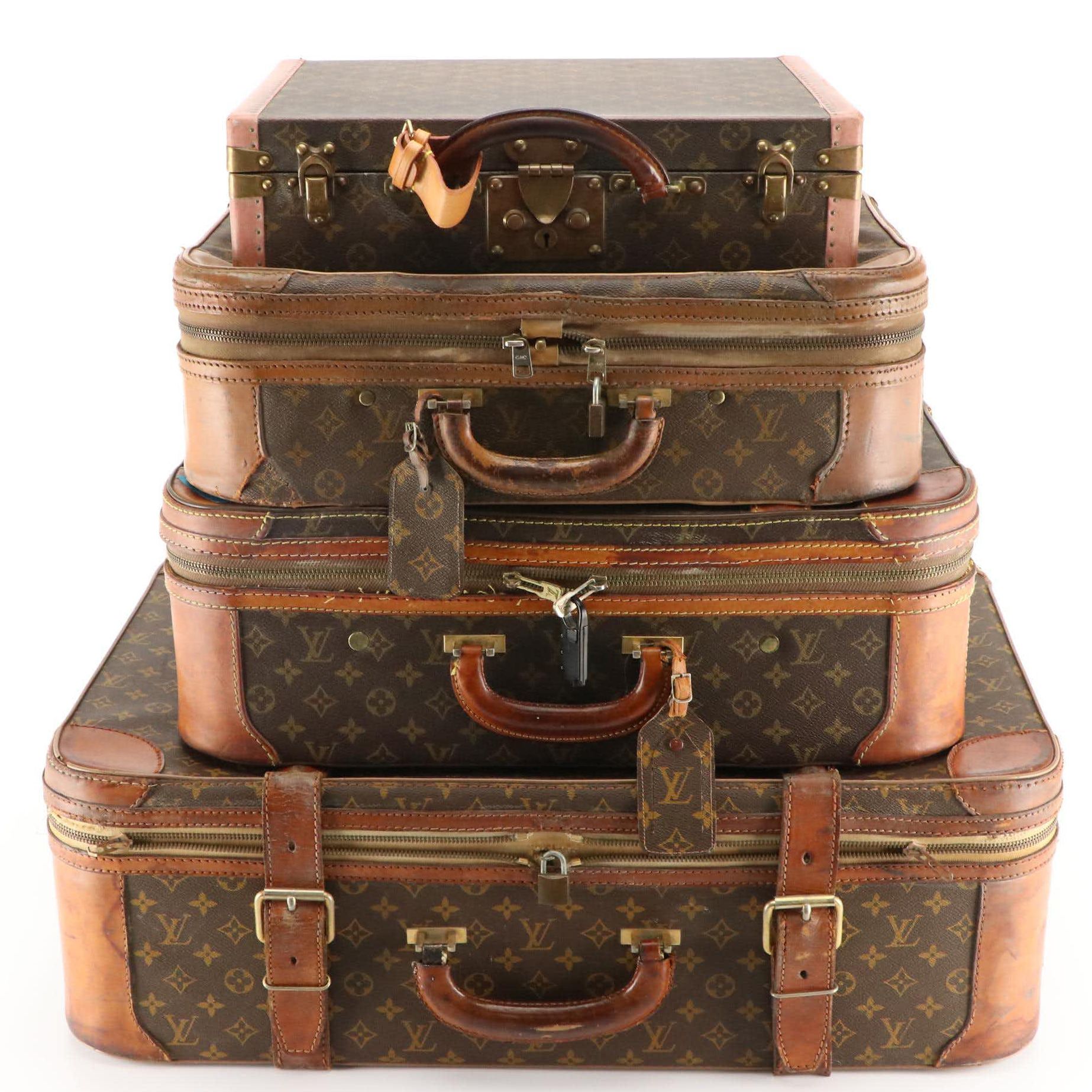 Louis Vuitton Monogram Stratos Luggage Set and Super President Small Case, 1970s
