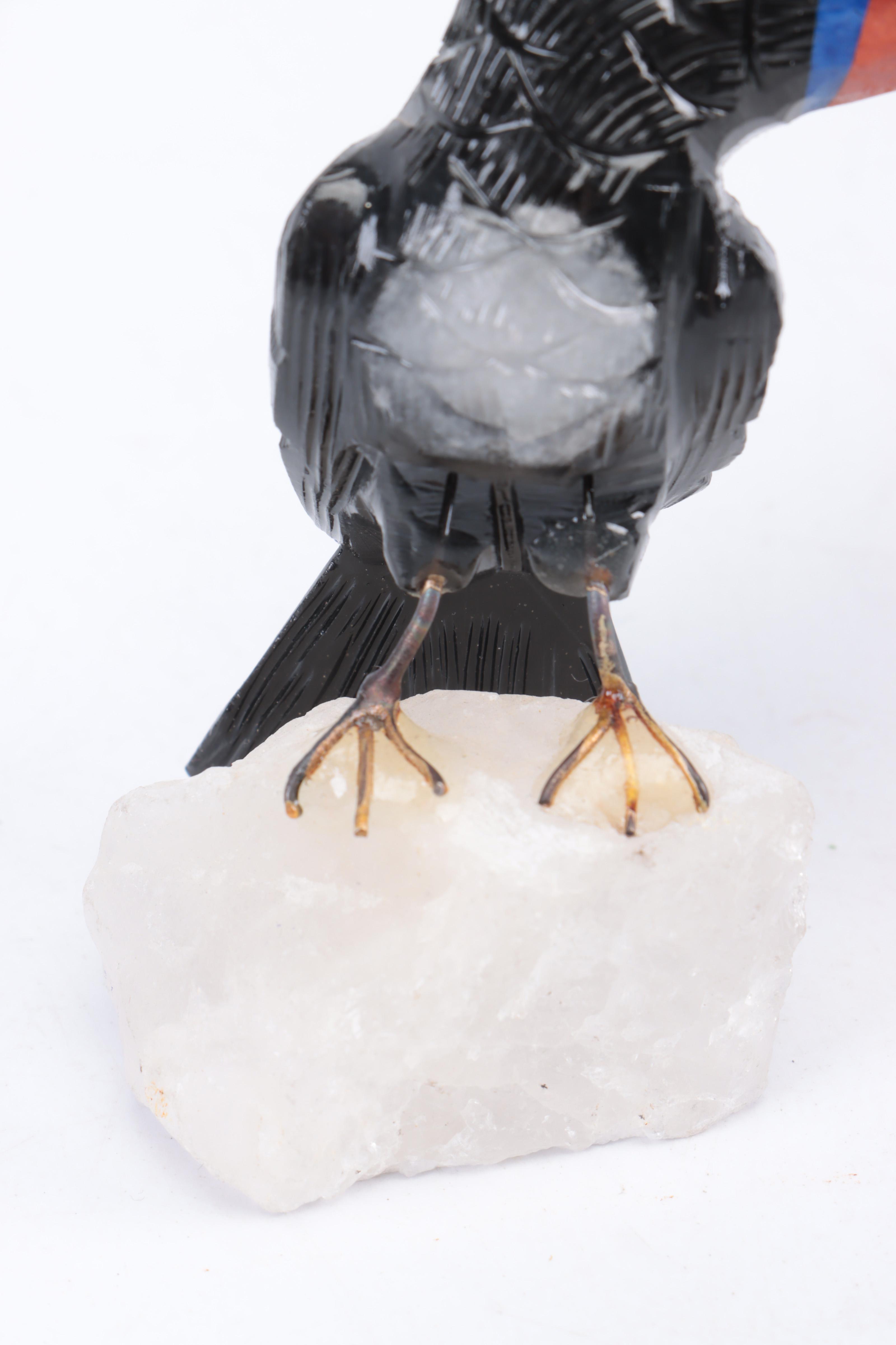 Carved Quartzite, Lapis Lazuli and Other Stone Toucan Figurine