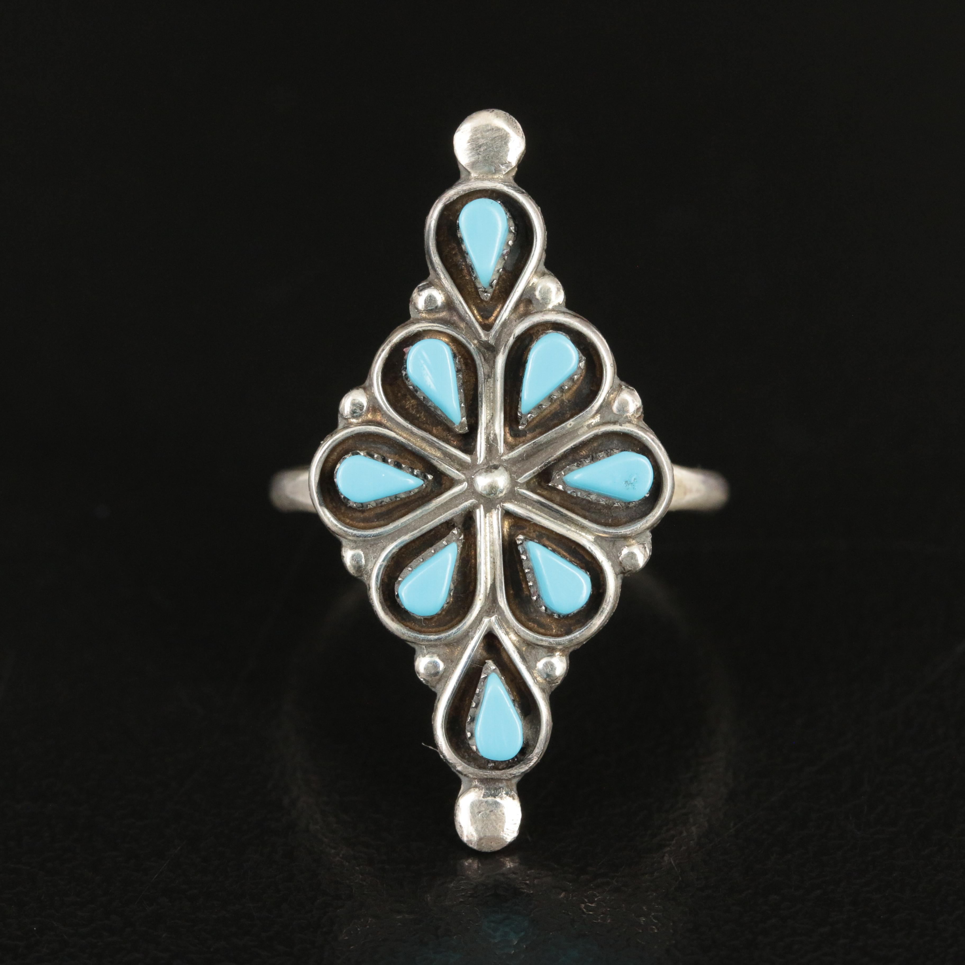 Western Style Sterling Turquoise Ring